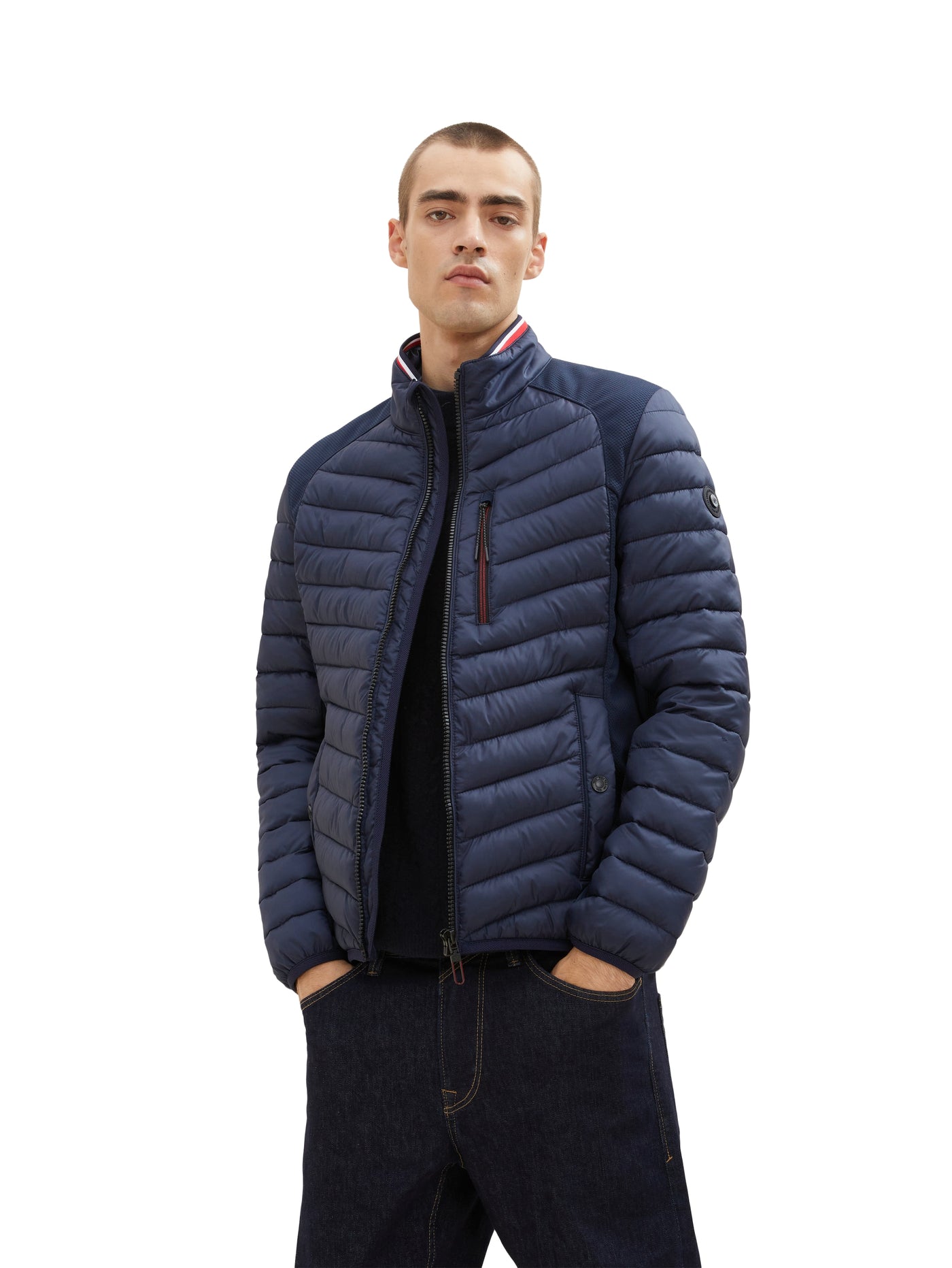 Tom Tailor Hybrid Steppjacke mit Stehkragen und Reißverschluss