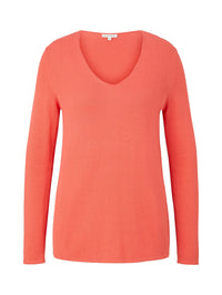 Tom Tailor Basic-Pullover mit V-Ausschnitt aus Baumwoll-Strick