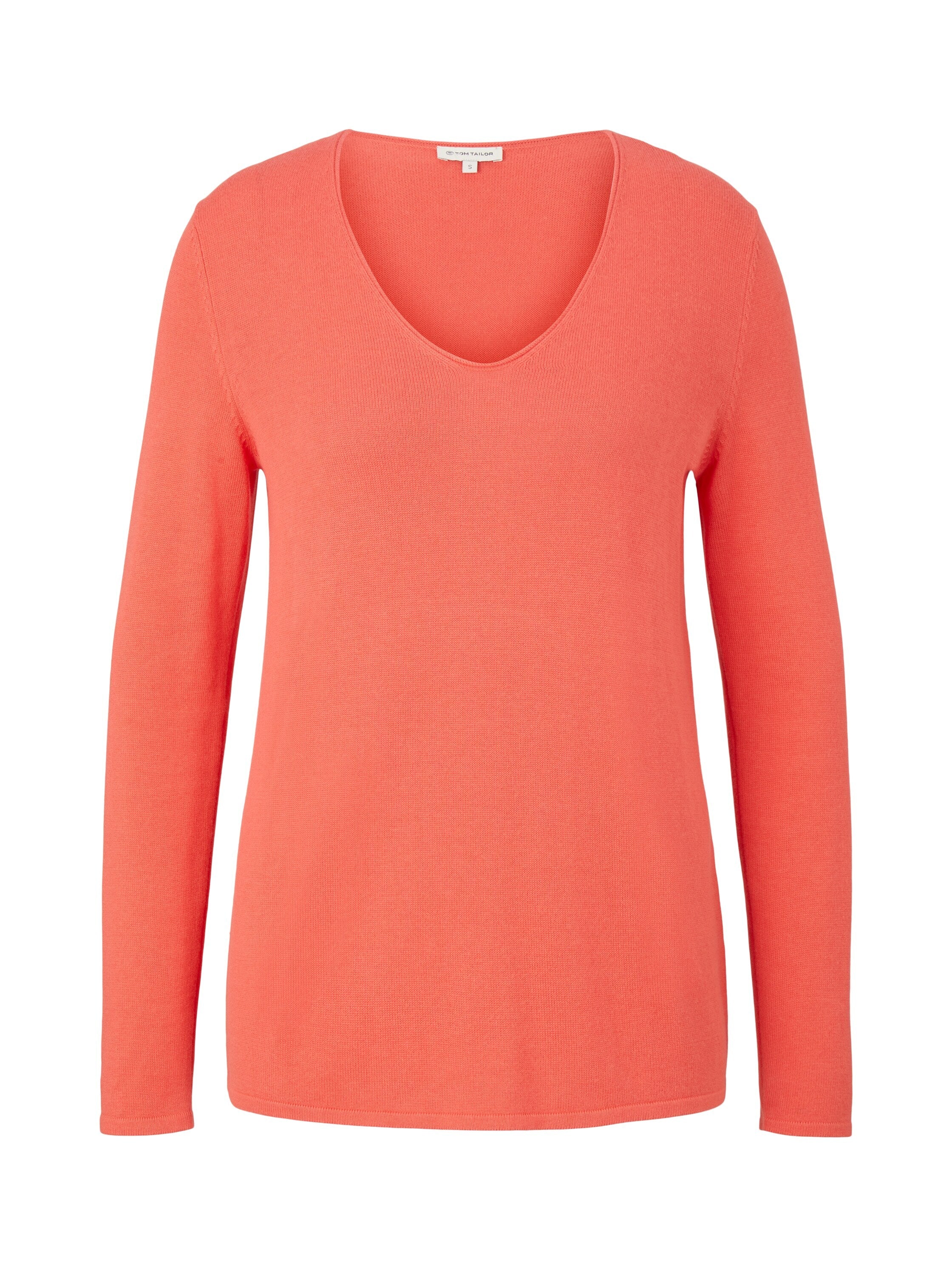 Tom Tailor Basic-Pullover mit V-Ausschnitt aus Baumwoll-Strick