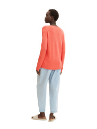 Tom Tailor Basic-Pullover mit V-Ausschnitt aus Baumwoll-Strick
