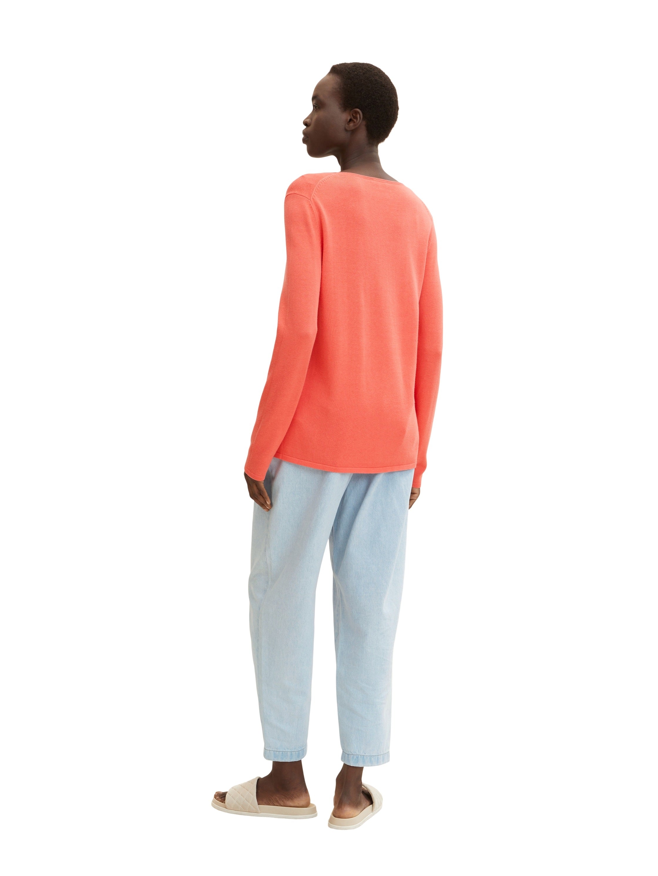 Tom Tailor Basic-Pullover mit V-Ausschnitt aus Baumwoll-Strick