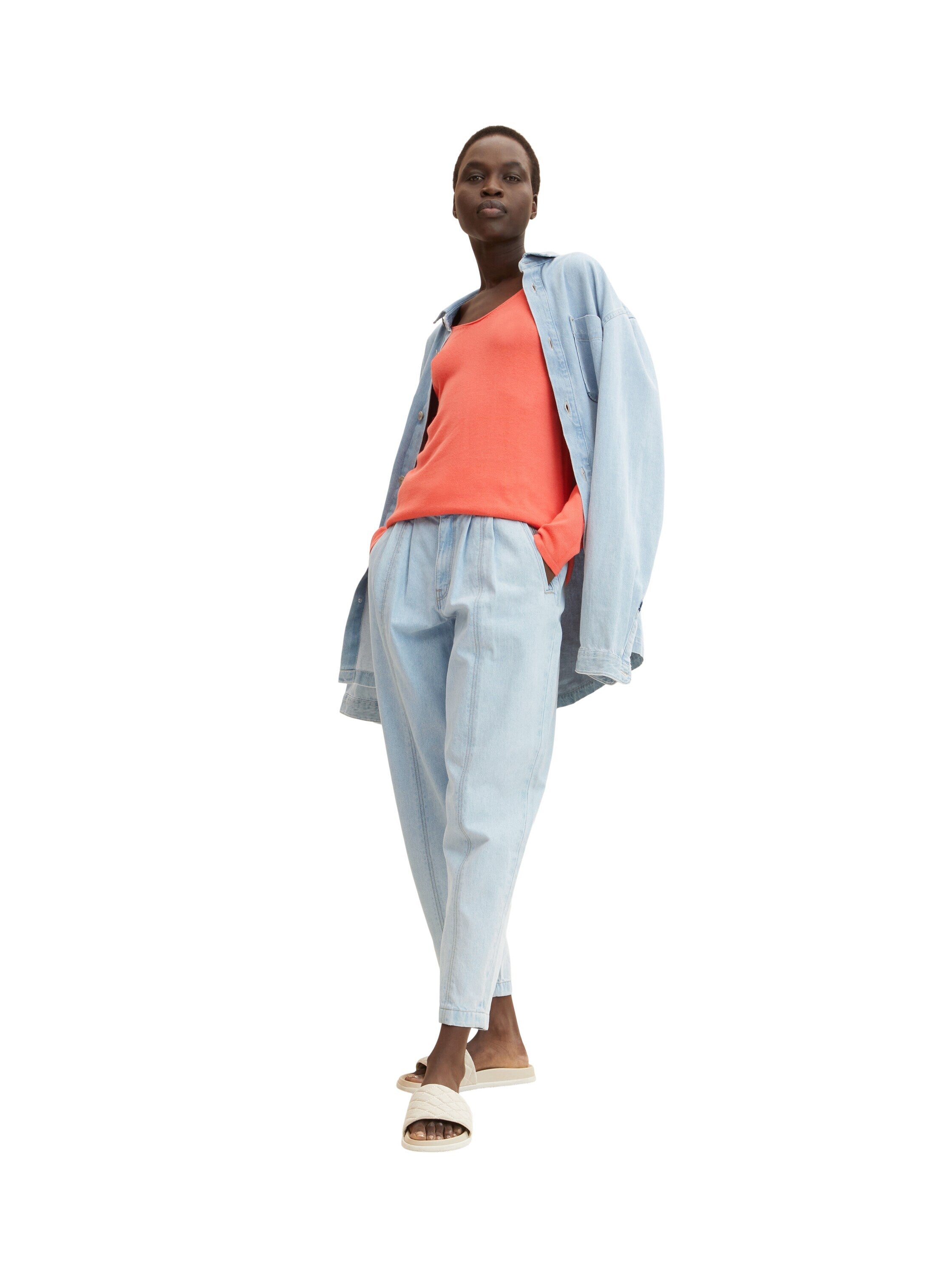 Tom Tailor Basic-Pullover mit V-Ausschnitt aus Baumwoll-Strick