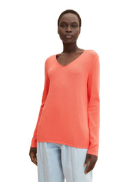 Tom Tailor Basic-Pullover mit V-Ausschnitt aus Baumwoll-Strick