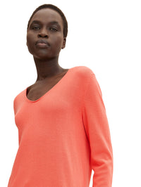 Tom Tailor Basic-Pullover mit V-Ausschnitt aus Baumwoll-Strick