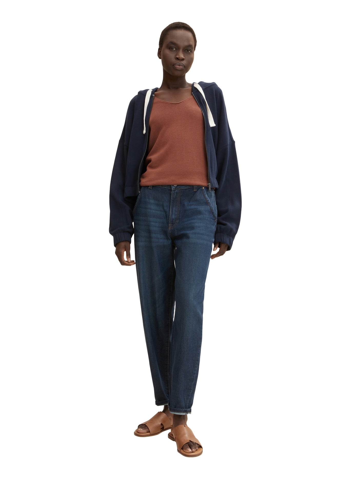 Tom Tailor Basic-Pullover mit V-Ausschnitt aus Baumwoll-Strick