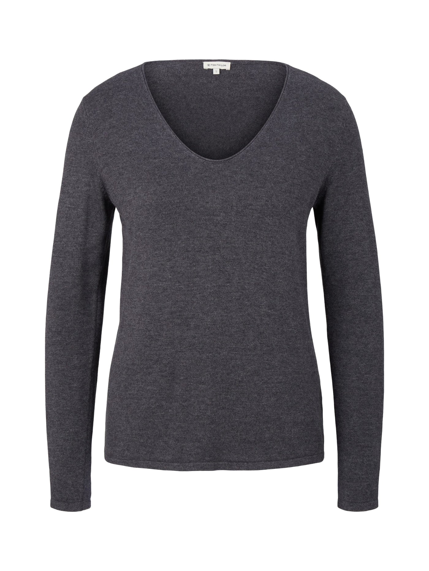 Tom Tailor Basic-Pullover mit V-Ausschnitt aus Baumwoll-Strick