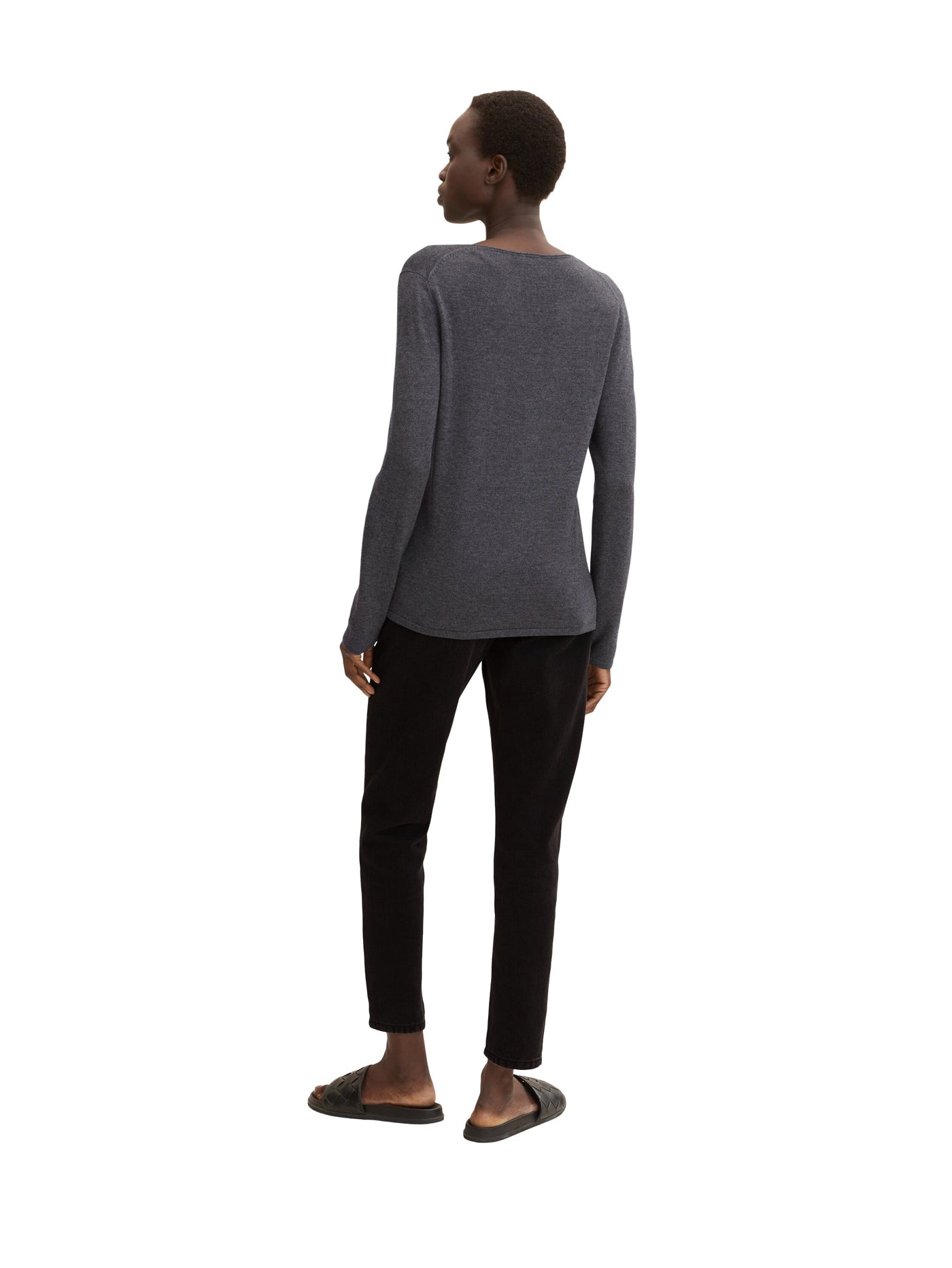 Tom Tailor Basic-Pullover mit V-Ausschnitt aus Baumwoll-Strick