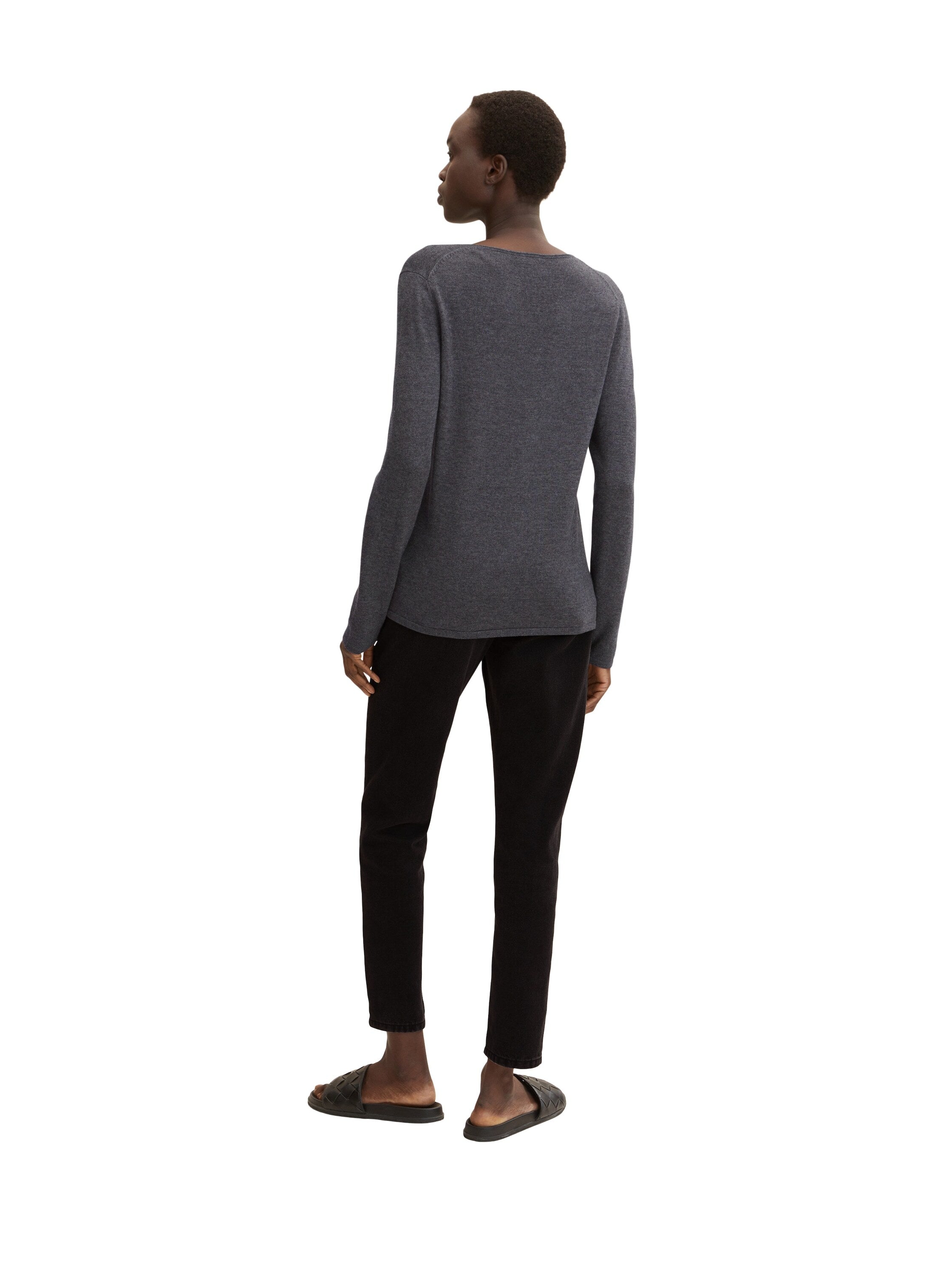 Tom Tailor Basic-Pullover mit V-Ausschnitt aus Baumwoll-Strick