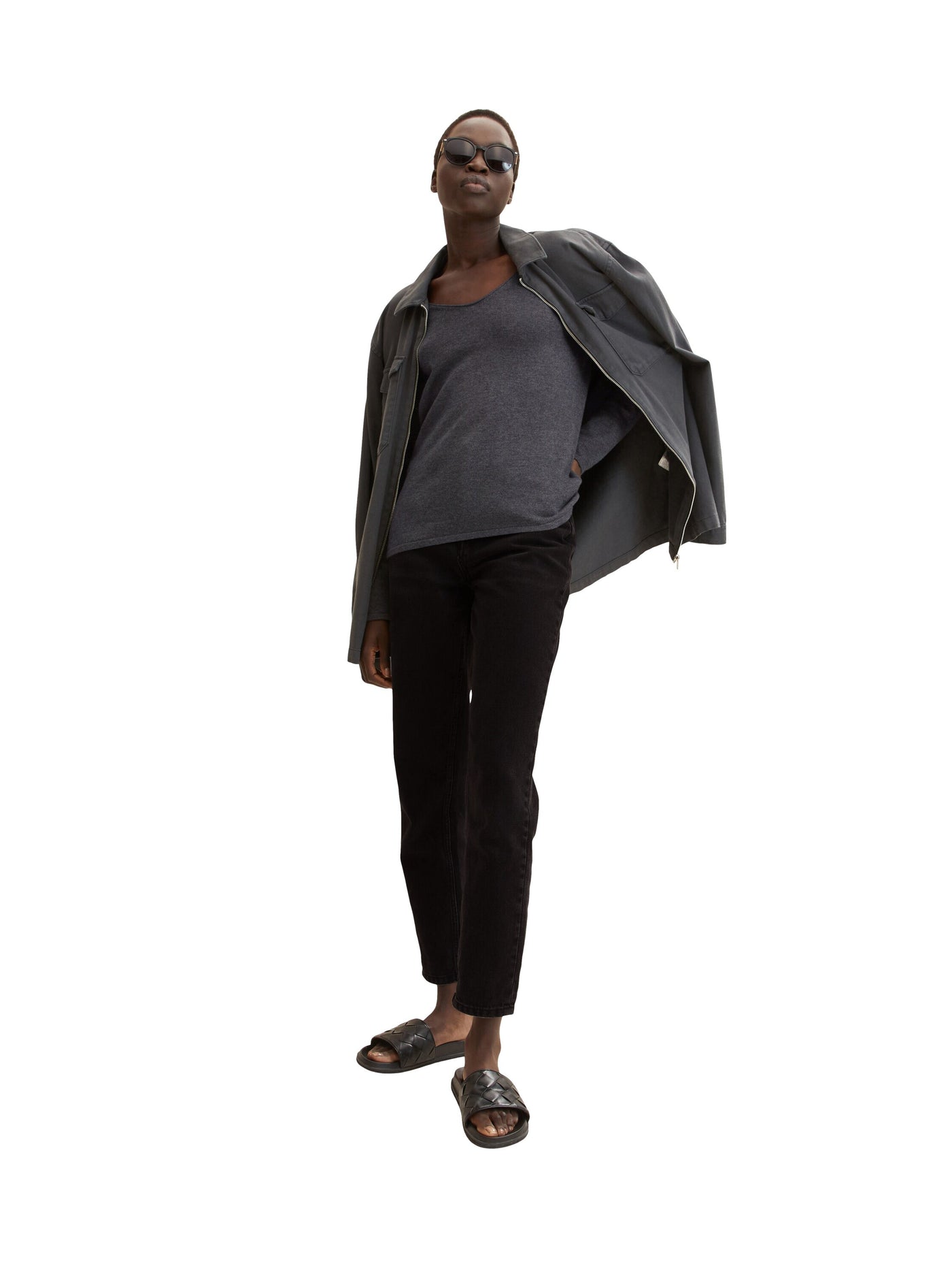 Tom Tailor Basic-Pullover mit V-Ausschnitt aus Baumwoll-Strick