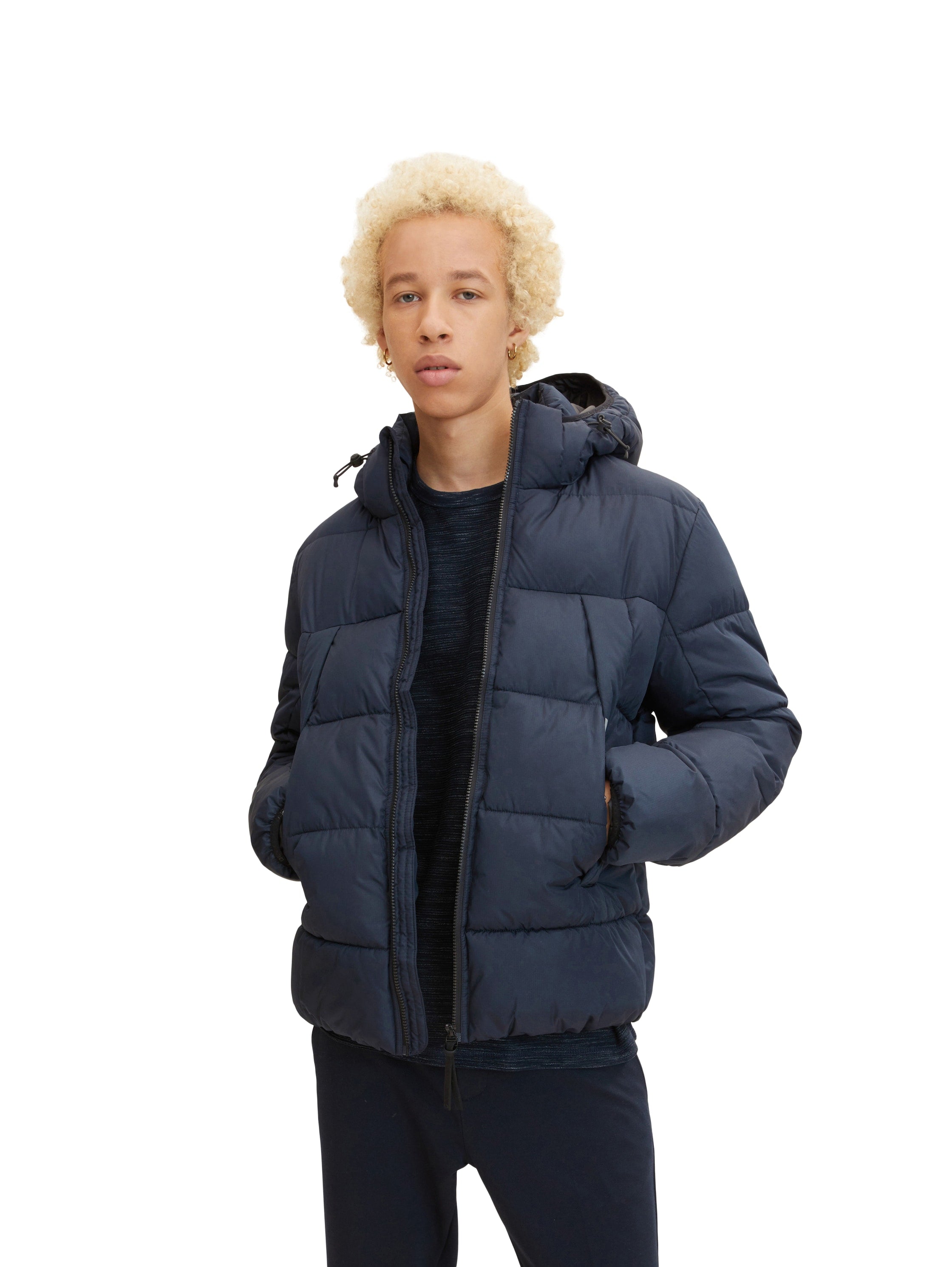 Tom Tailor Pufferjacke mit abnehmbarer Kapuze und Stehkragen