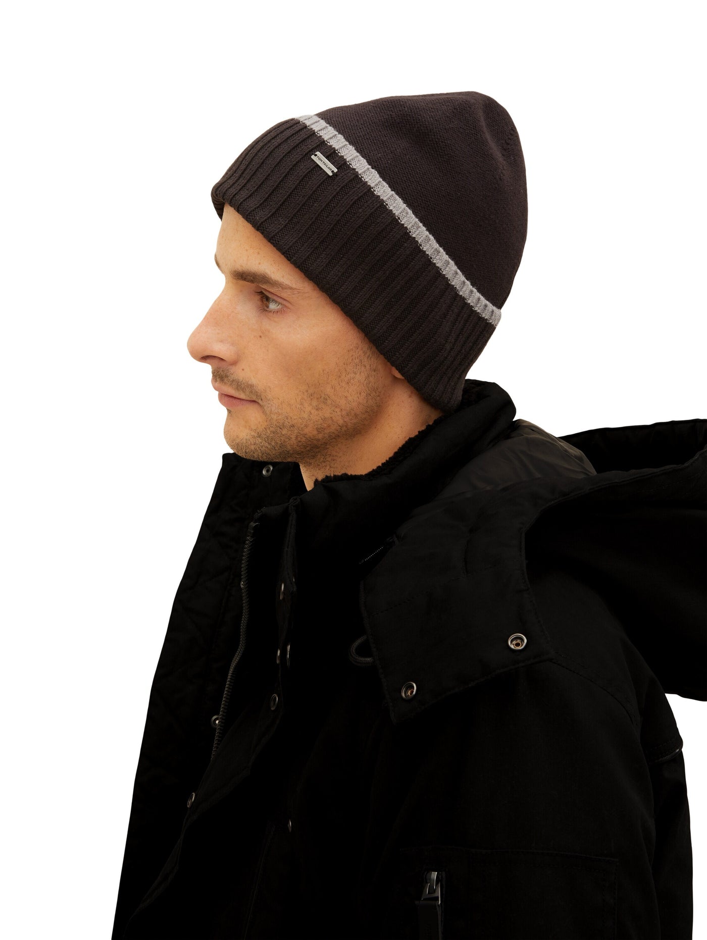 Tom Tailor Basic Strick-Beanie mit Logo Badge