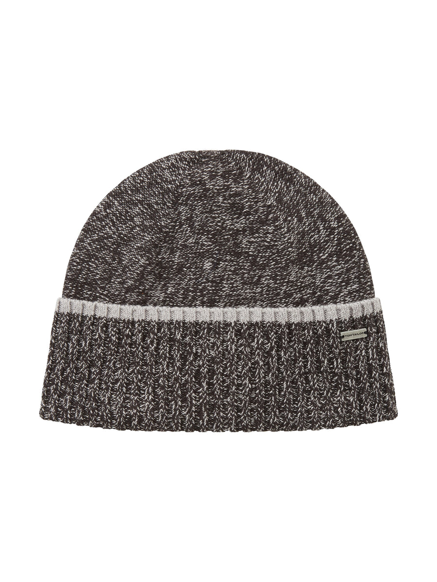 Tom Tailor Basic Strick-Beanie mit Logo Badge