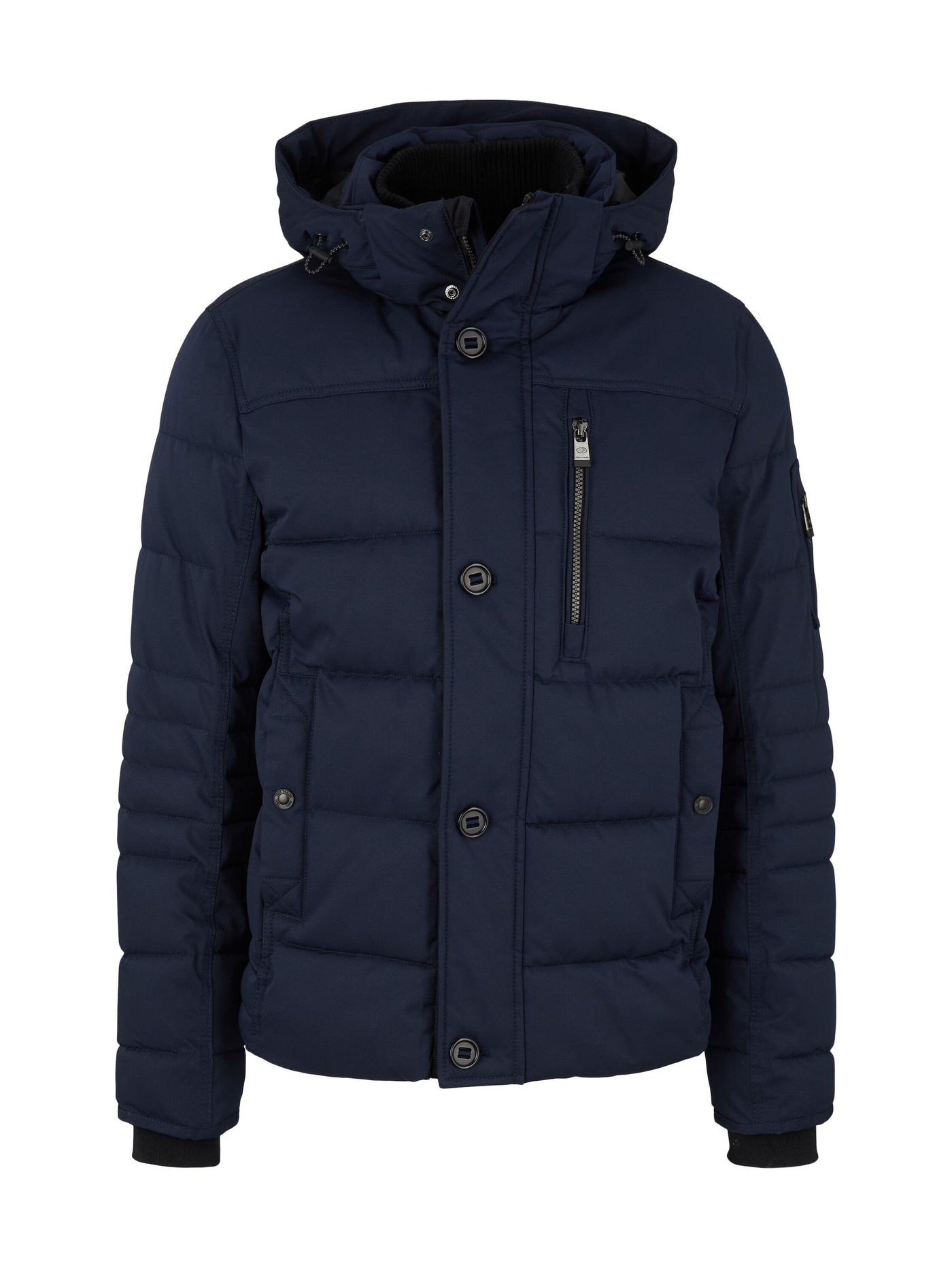 Tom Tailor Pufferjacke mit Kapuze, Reißverschluss und Knopfleiste