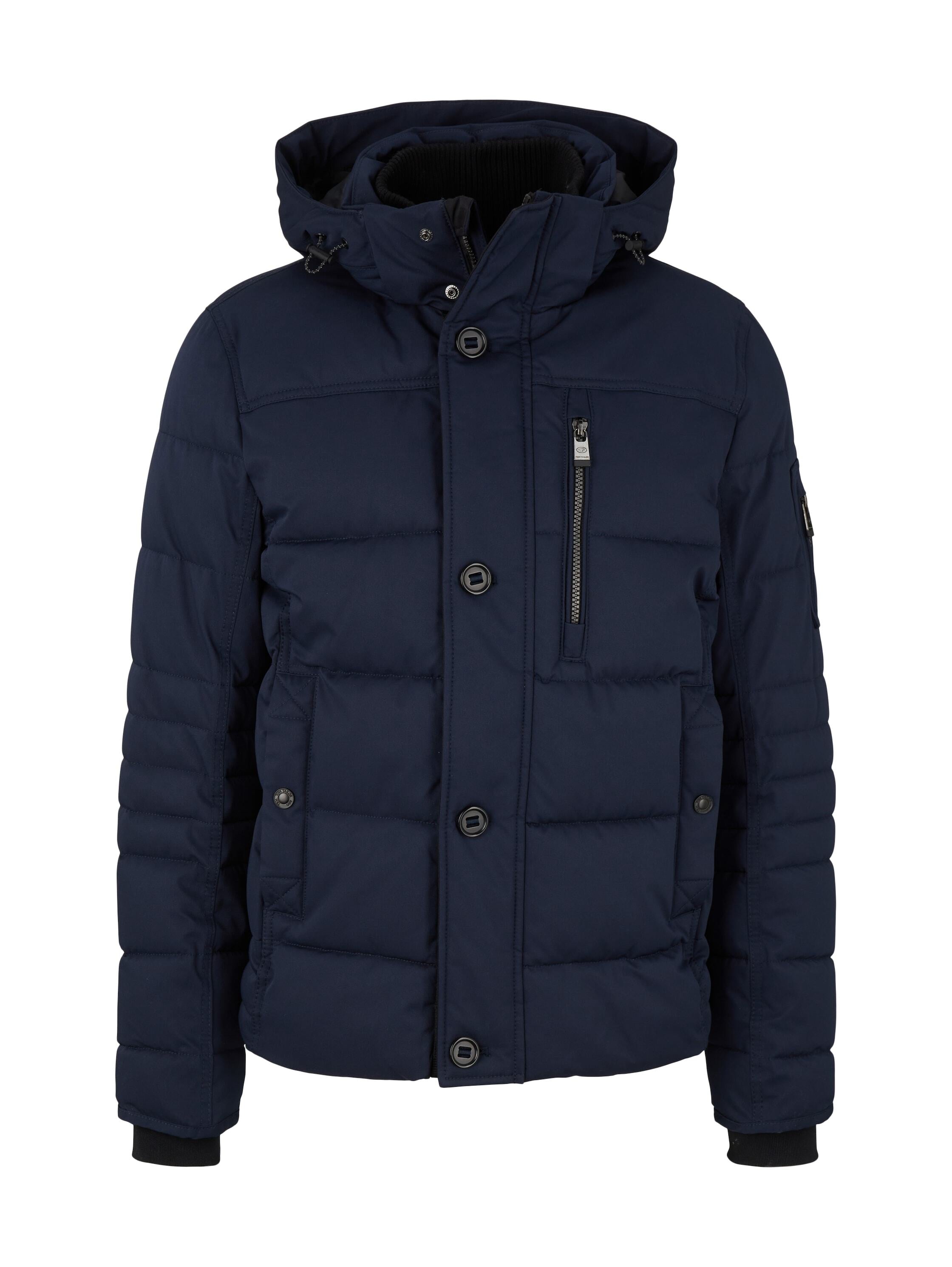 Tom Tailor Pufferjacke mit Kapuze, Reißverschluss und Knopfleiste