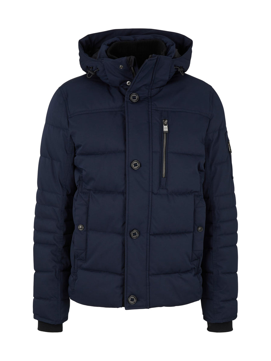 Tom Tailor Pufferjacke mit Kapuze, Reißverschluss und Knopfleiste