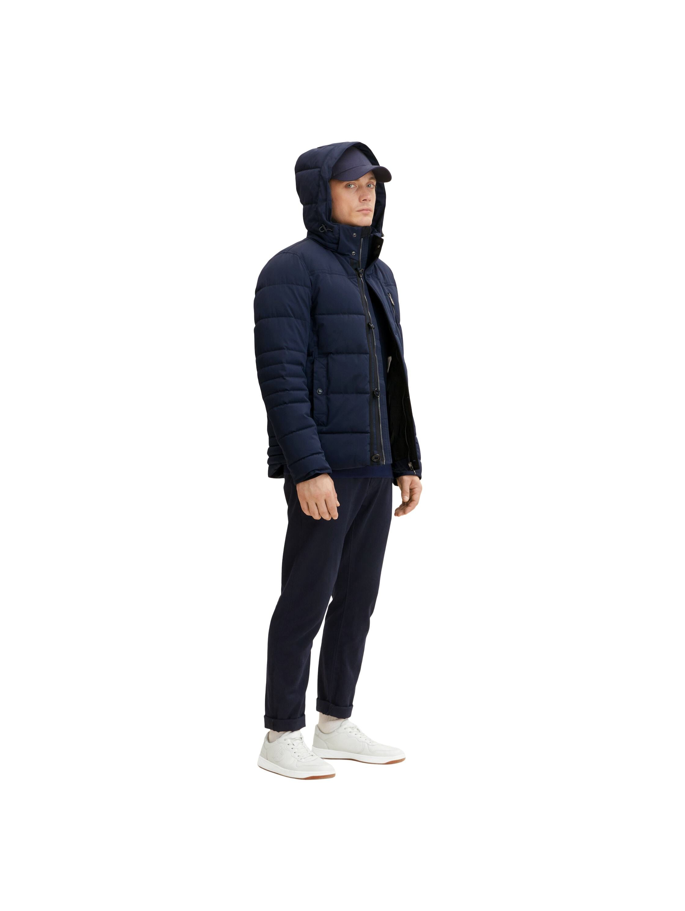 Tom Tailor Pufferjacke mit Kapuze, Reißverschluss und Knopfleiste