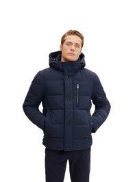 Tom Tailor Pufferjacke mit Kapuze, Reißverschluss und Knopfleiste