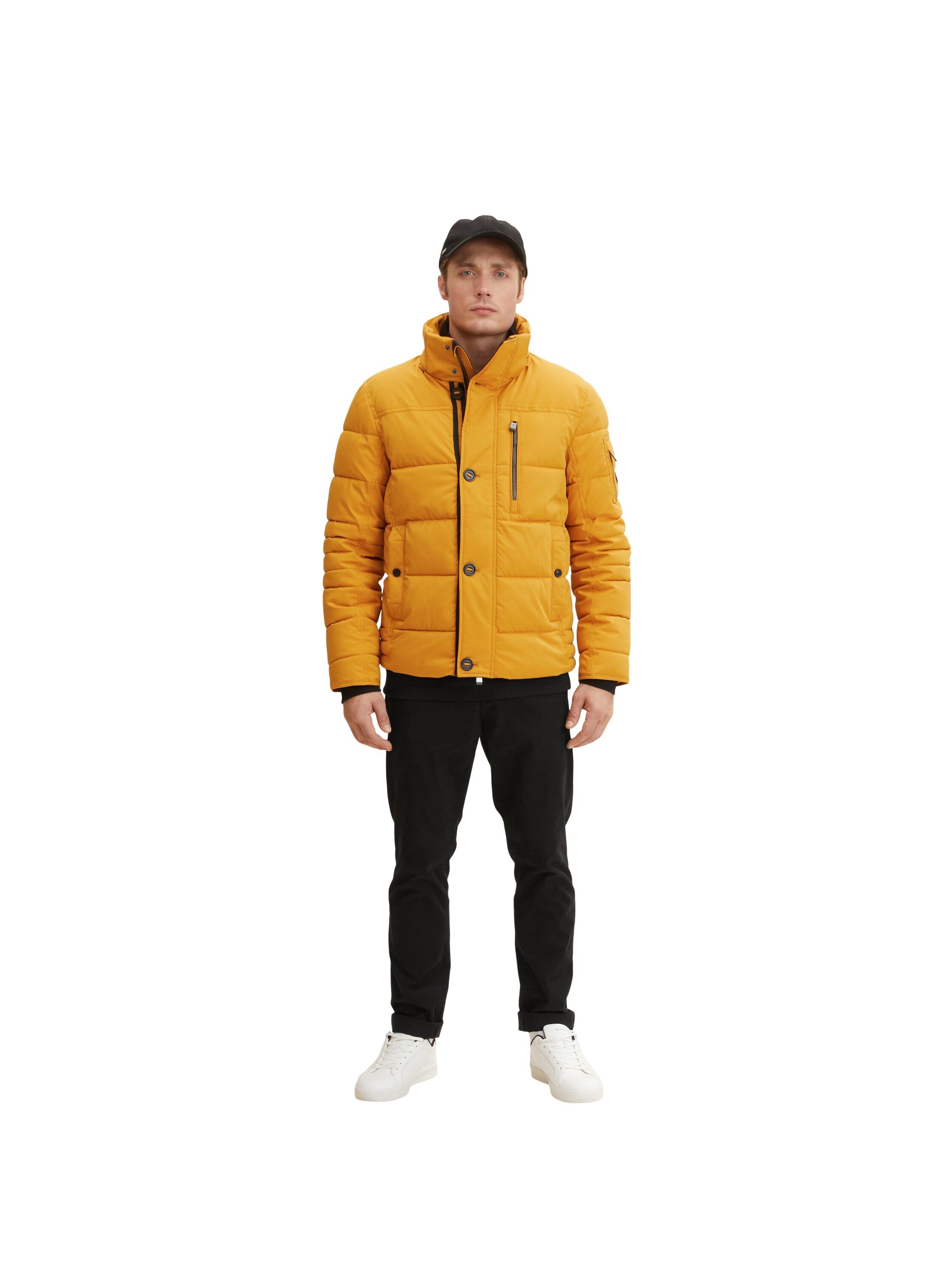 Tom Tailor Pufferjacke mit Kapuze, Reißverschluss und Knopfleiste