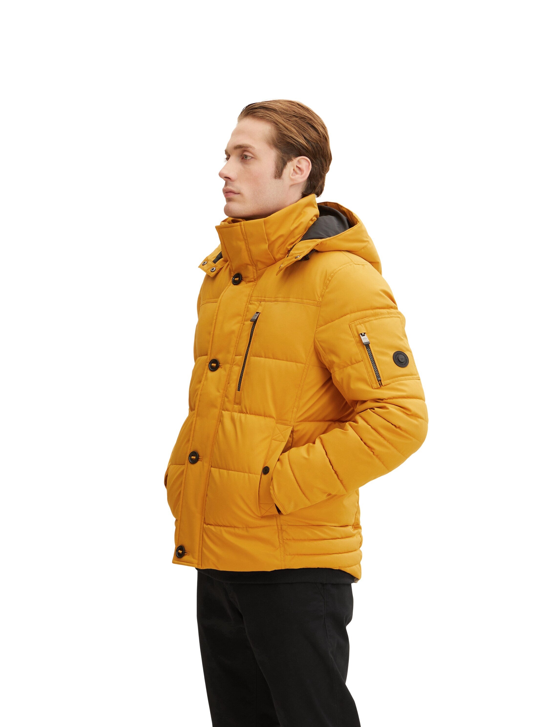 Tom Tailor Pufferjacke mit Kapuze, Reißverschluss und Knopfleiste