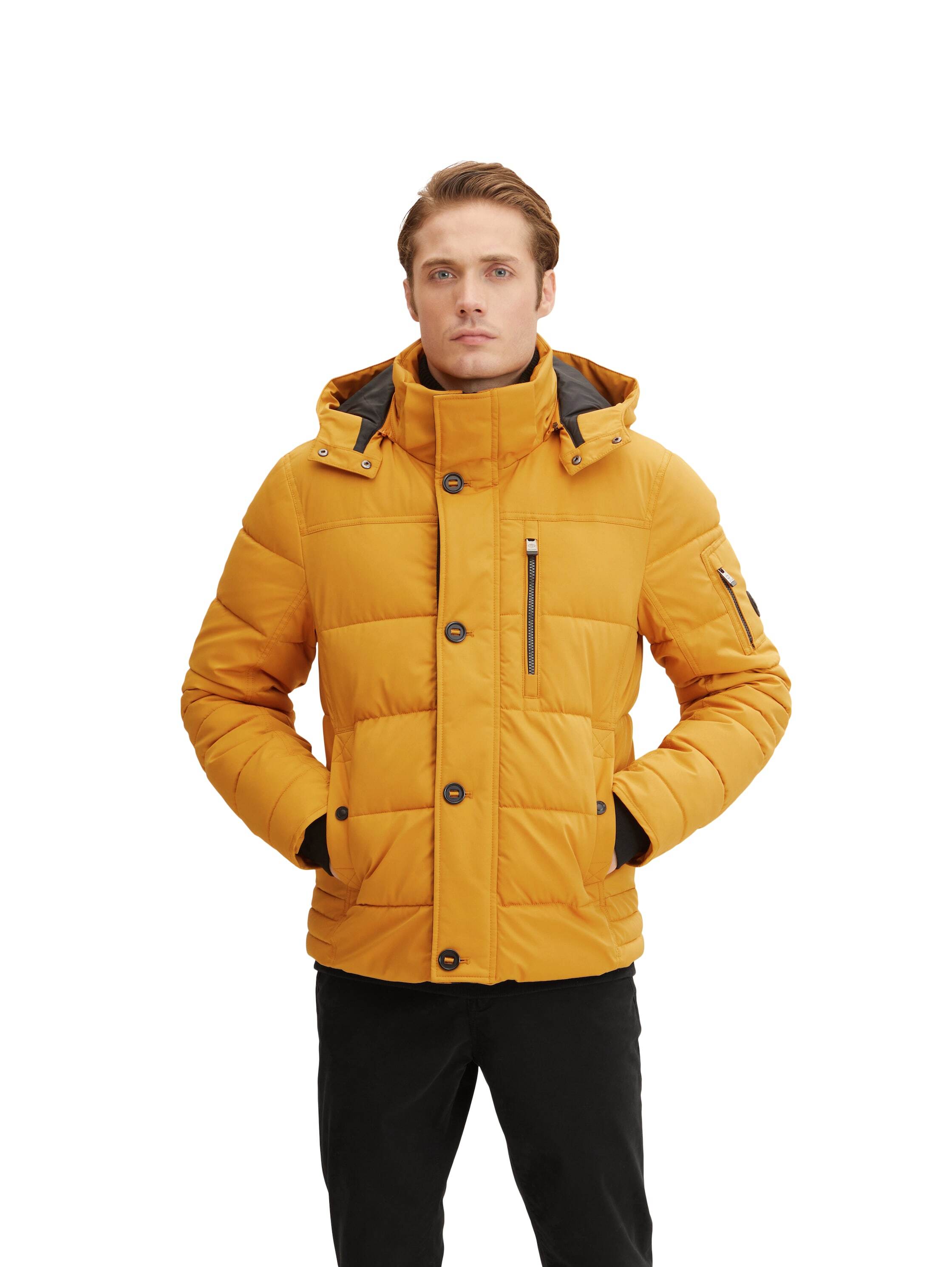 Tom Tailor Pufferjacke mit Kapuze, Reißverschluss und Knopfleiste