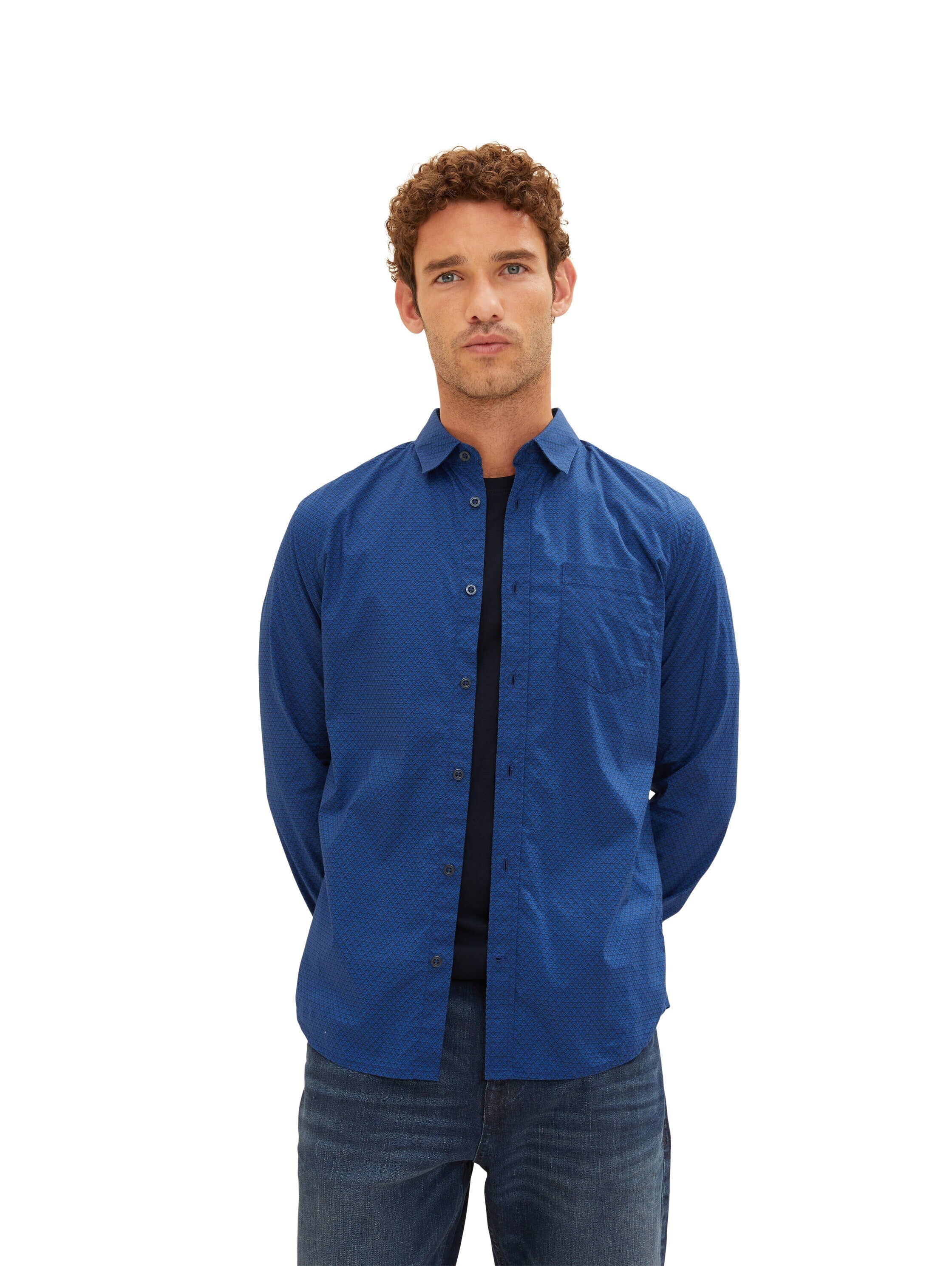 Tom Tailor Hemd mit Allover-Print Langarmhemd
