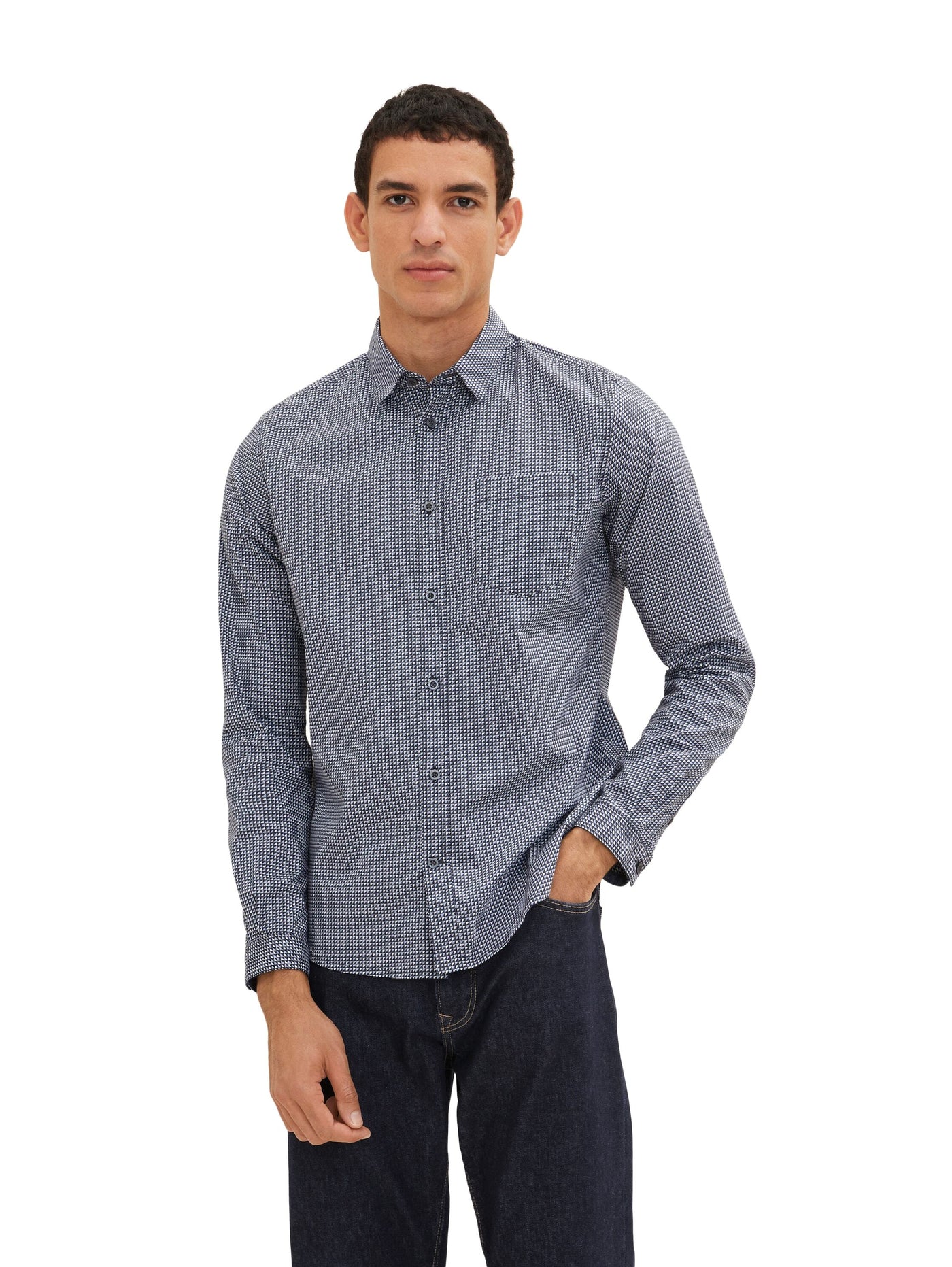 Tom Tailor Hemd mit Allover-Print Langarmhemd