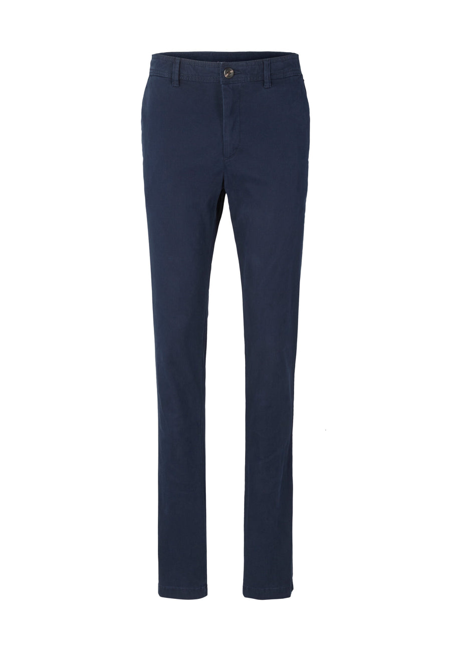 Tom Tailor Unifarbene Slim Fit Chinohose Travis mit seitlichen Eingrifftaschen, Gürtelschlaufen und Paspeltaschen