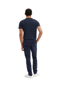 Tom Tailor Unifarbene Slim Fit Chinohose Travis mit seitlichen Eingrifftaschen, Gürtelschlaufen und Paspeltaschen