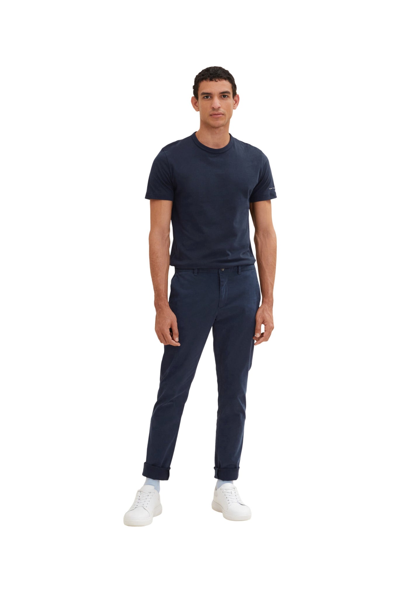 Tom Tailor Unifarbene Slim Fit Chinohose Travis mit seitlichen Eingrifftaschen, Gürtelschlaufen und Paspeltaschen