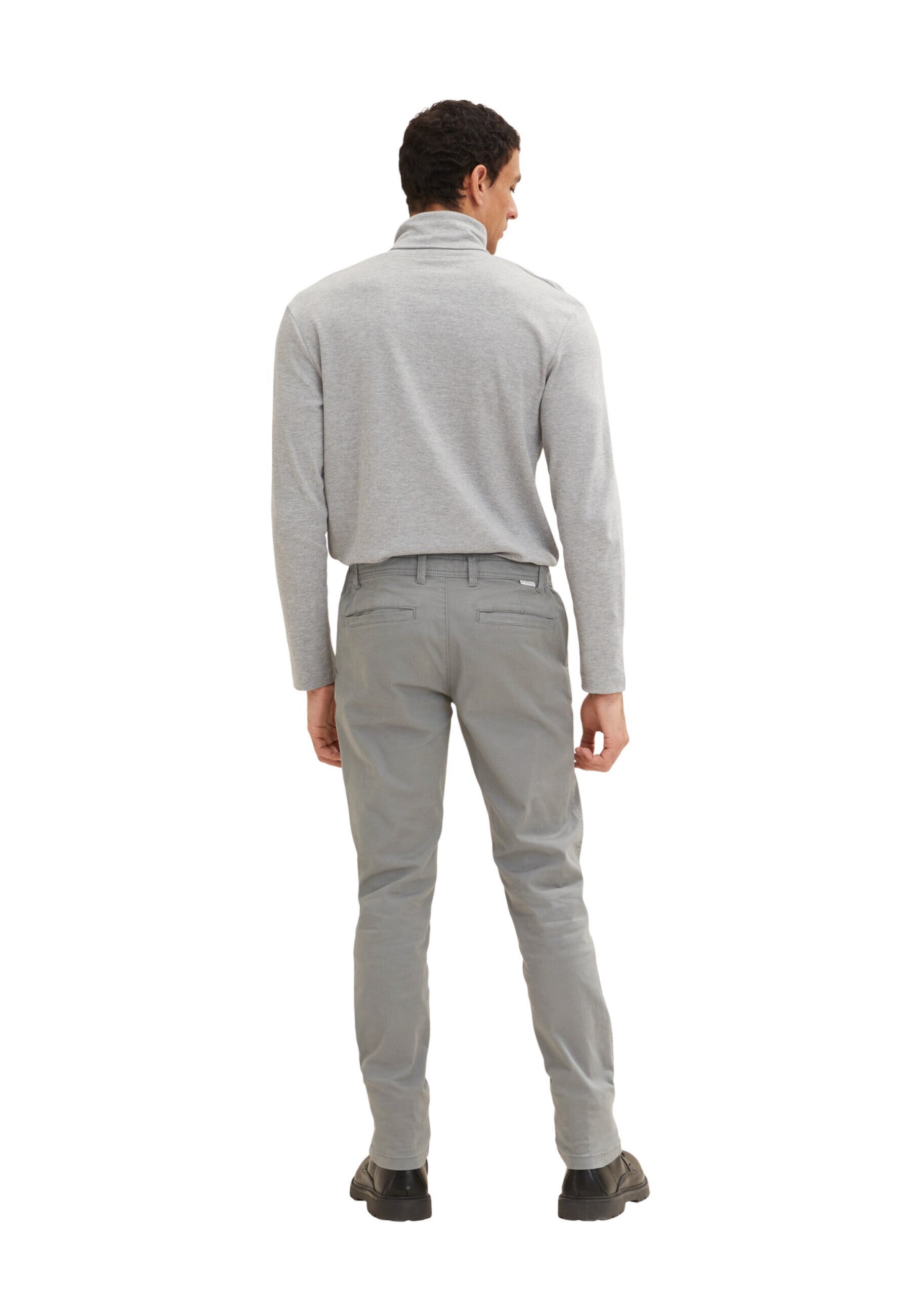 Tom Tailor Unifarbene Slim Fit Chinohose Travis mit seitlichen Eingrifftaschen, Gürtelschlaufen und Paspeltaschen