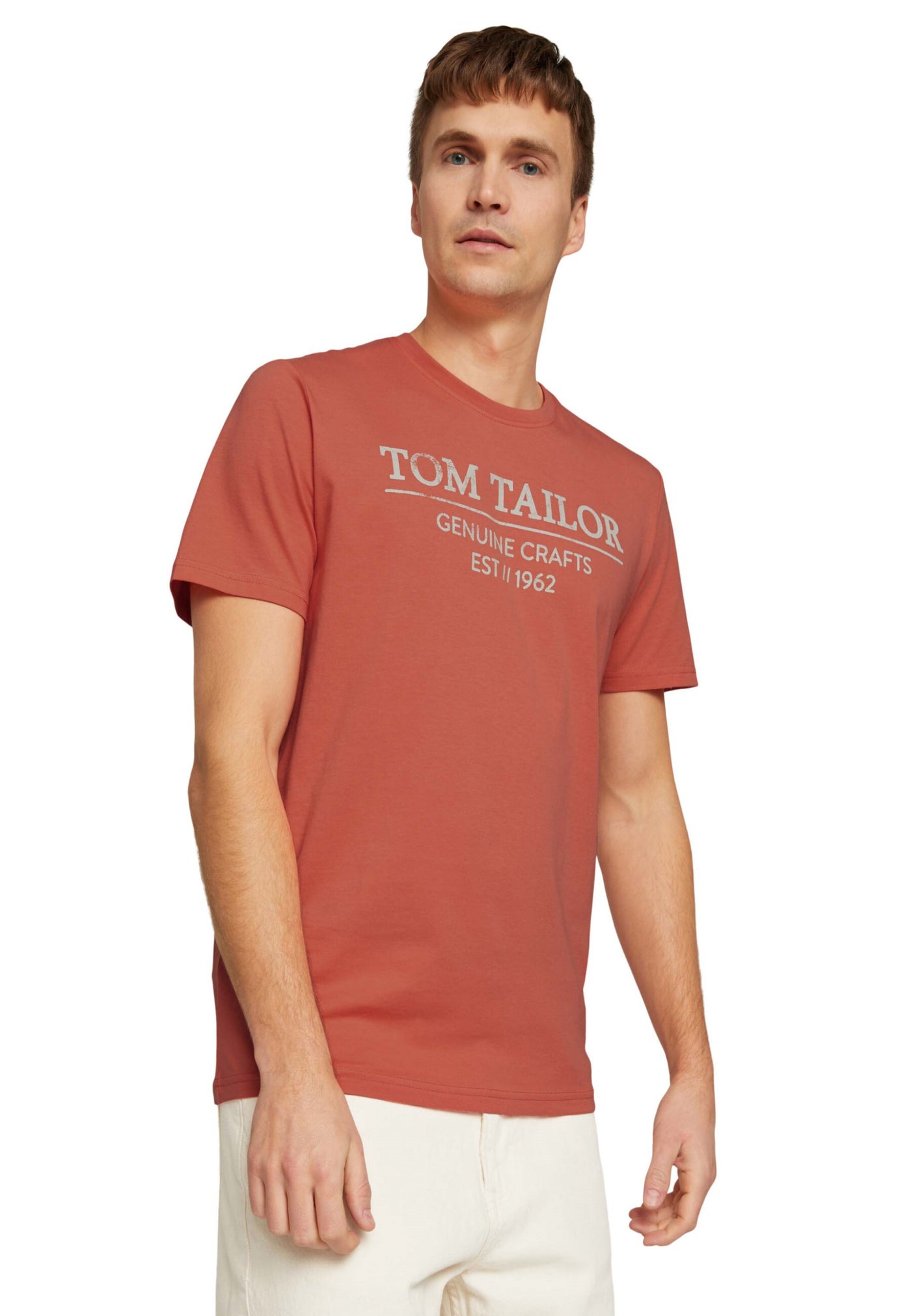 Tom Tailor Unifarbenes Kurzarm T-Shirt mit Rundhalsausschnitt und Label-Print