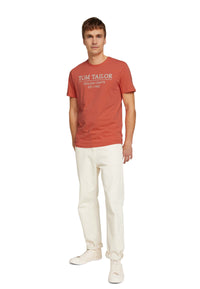 Tom Tailor Unifarbenes Kurzarm T-Shirt mit Rundhalsausschnitt und Label-Print