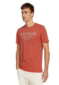 Tom Tailor Unifarbenes Kurzarm T-Shirt mit Rundhalsausschnitt und Label-Print