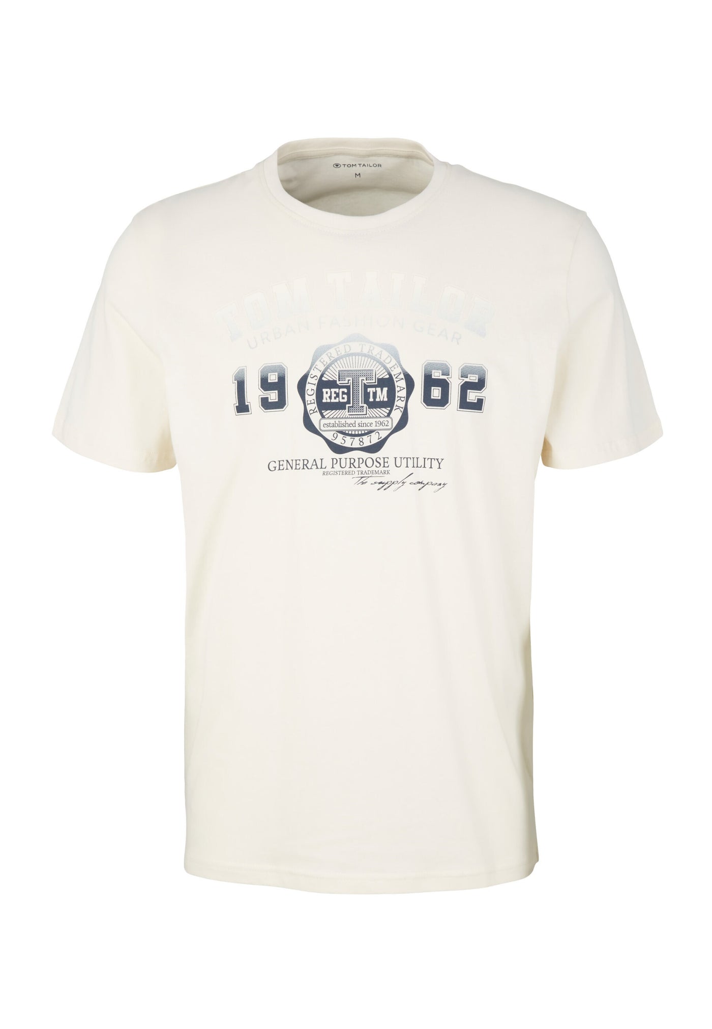 Tom Tailor Unifarbenes Kurzarm T-Shirt mit Rundhalsausschnitt und Logo-Print