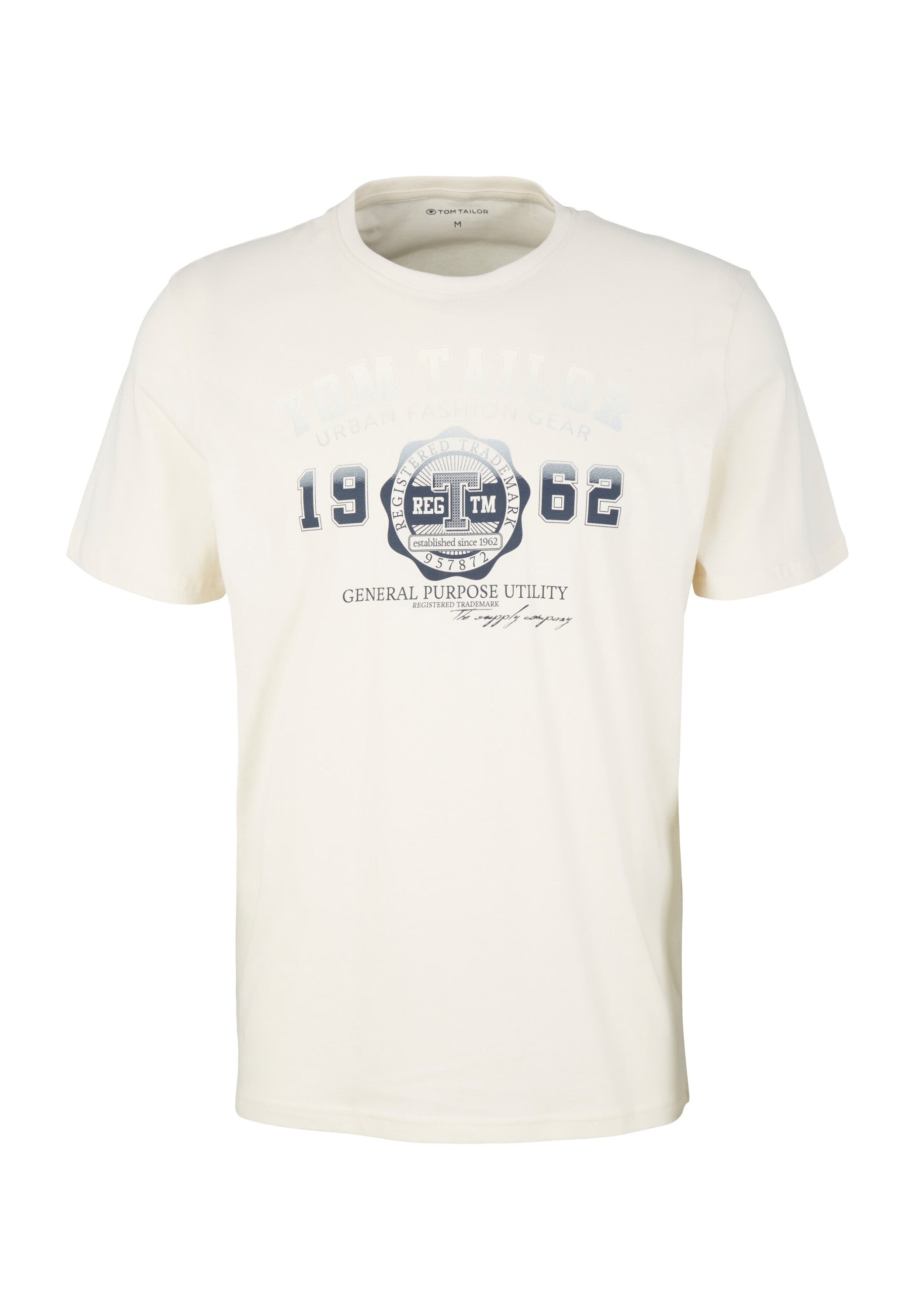 Tom Tailor Unifarbenes Kurzarm T-Shirt mit Rundhalsausschnitt und Logo-Print