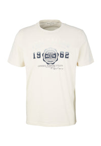 Tom Tailor Unifarbenes Kurzarm T-Shirt mit Rundhalsausschnitt und Logo-Print