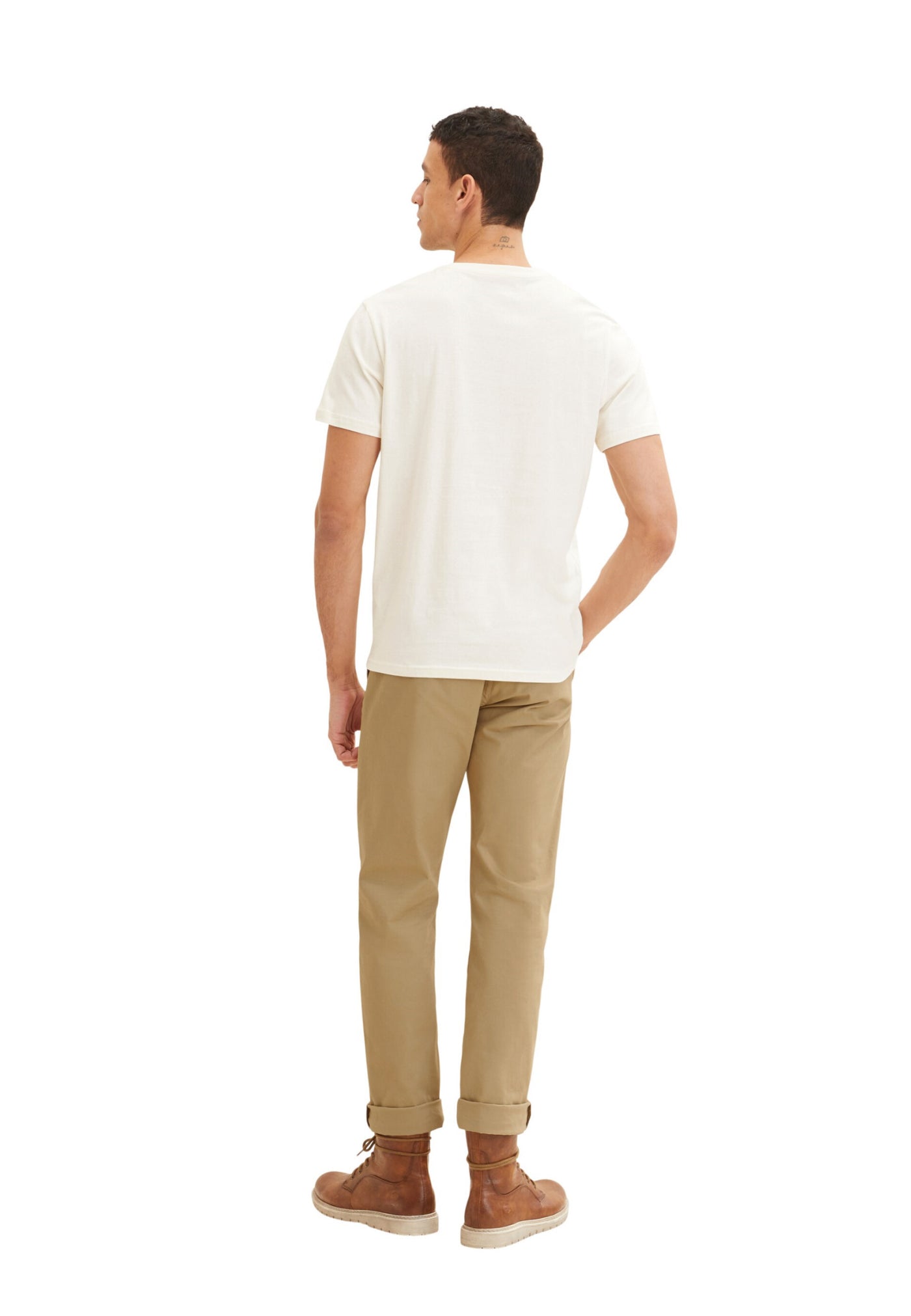 Tom Tailor Unifarbenes Kurzarm T-Shirt mit Rundhalsausschnitt und Logo-Print