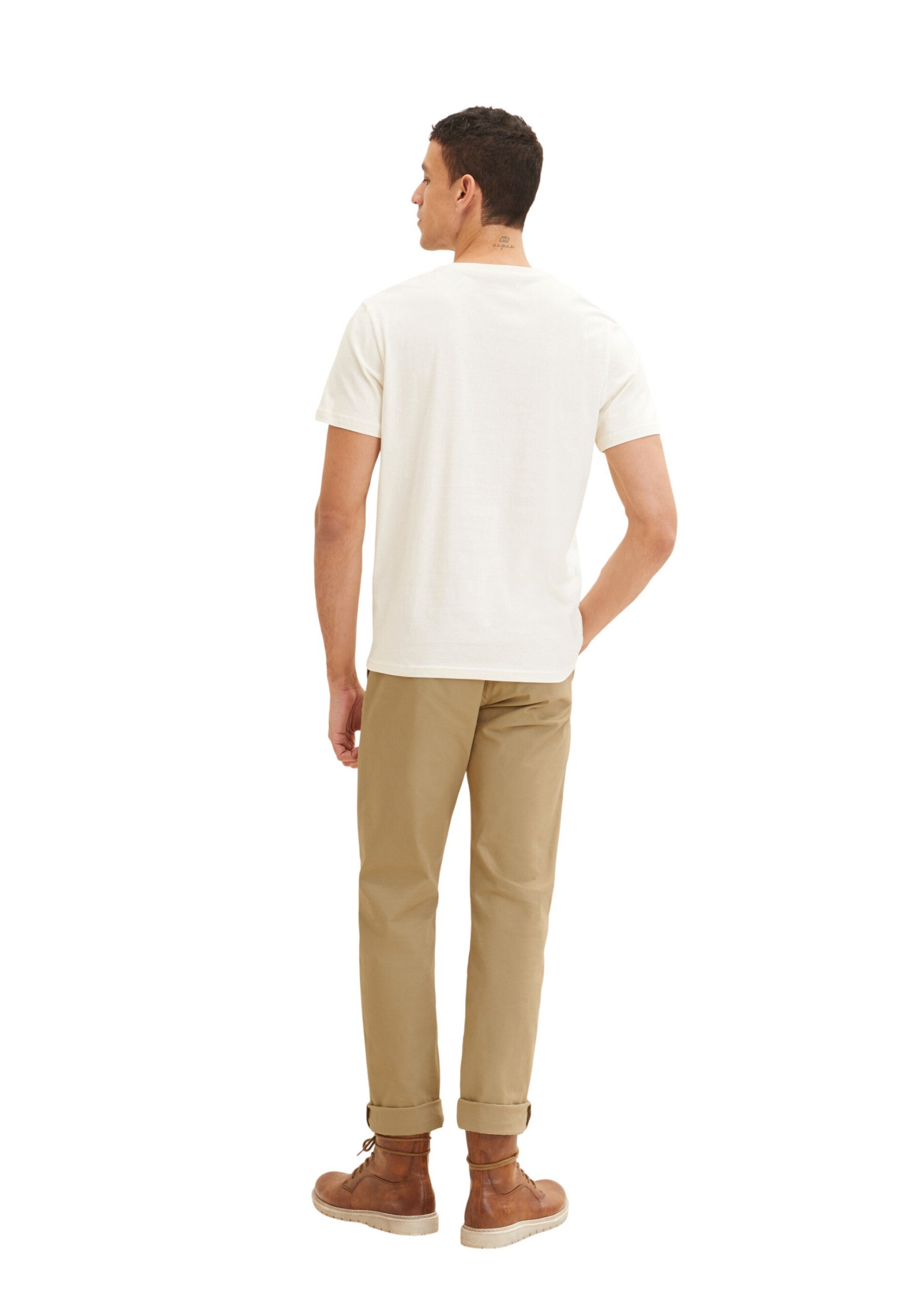 Tom Tailor Unifarbenes Kurzarm T-Shirt mit Rundhalsausschnitt und Logo-Print