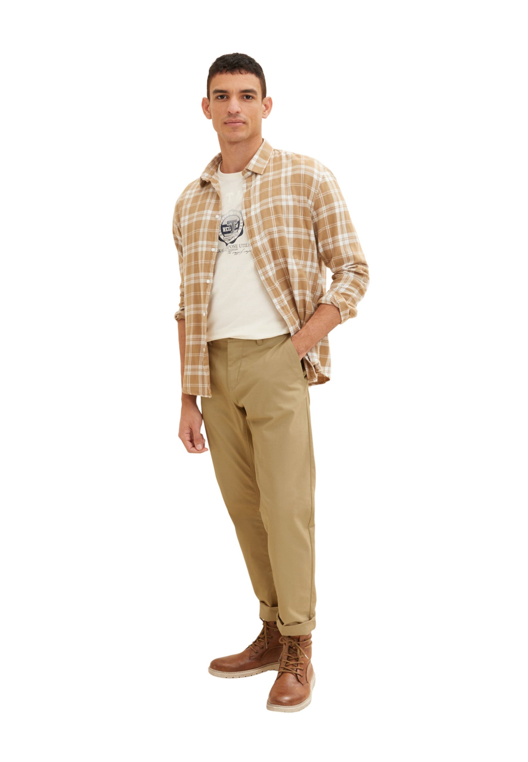 Tom Tailor Unifarbenes Kurzarm T-Shirt mit Rundhalsausschnitt und Logo-Print