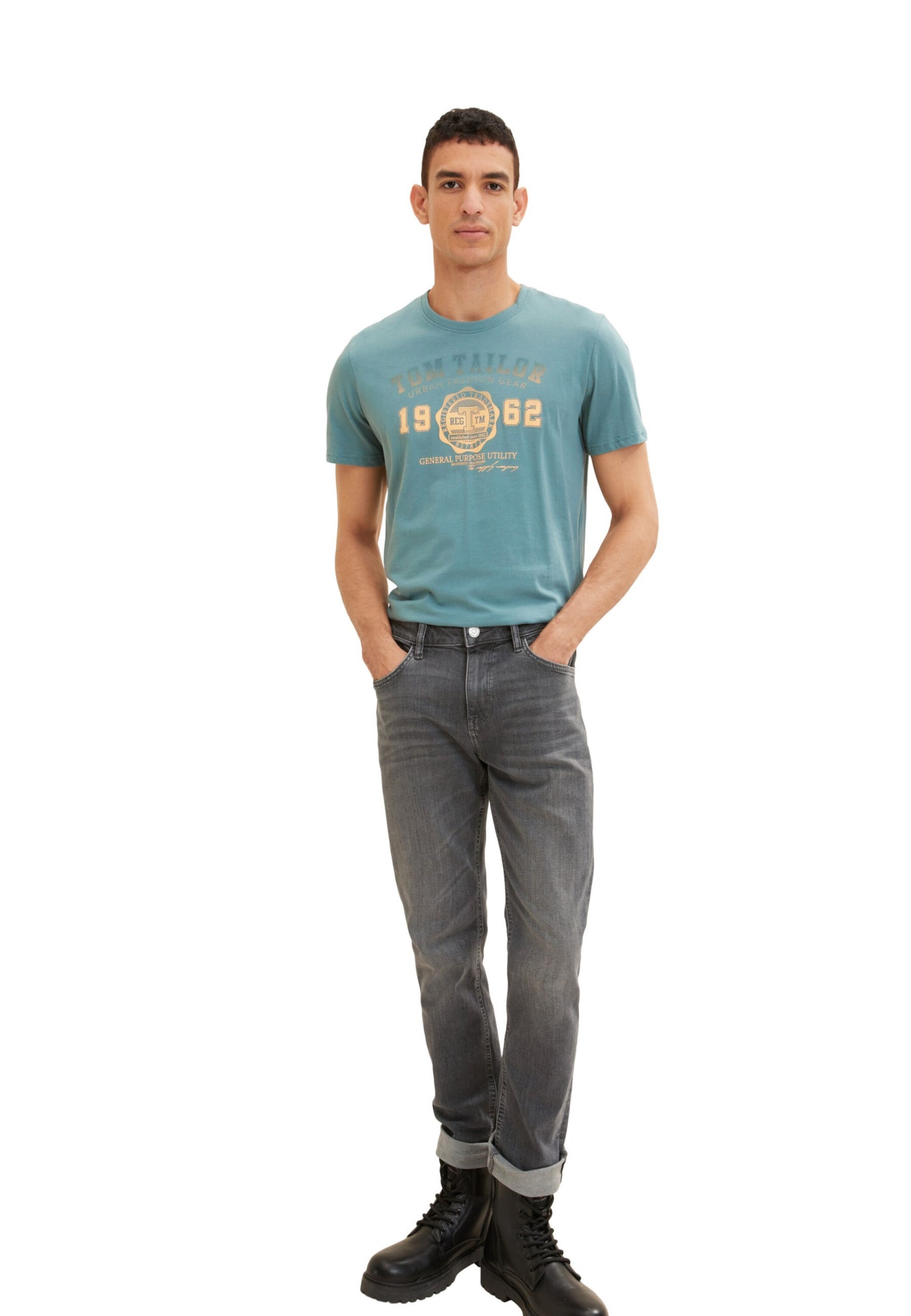 Tom Tailor Unifarbenes Kurzarm T-Shirt mit Rundhalsausschnitt und Logo-Print