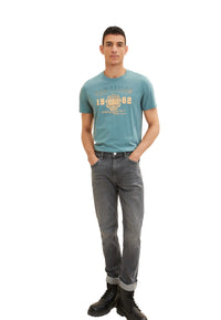 Tom Tailor Unifarbenes Kurzarm T-Shirt mit Rundhalsausschnitt und Logo-Print