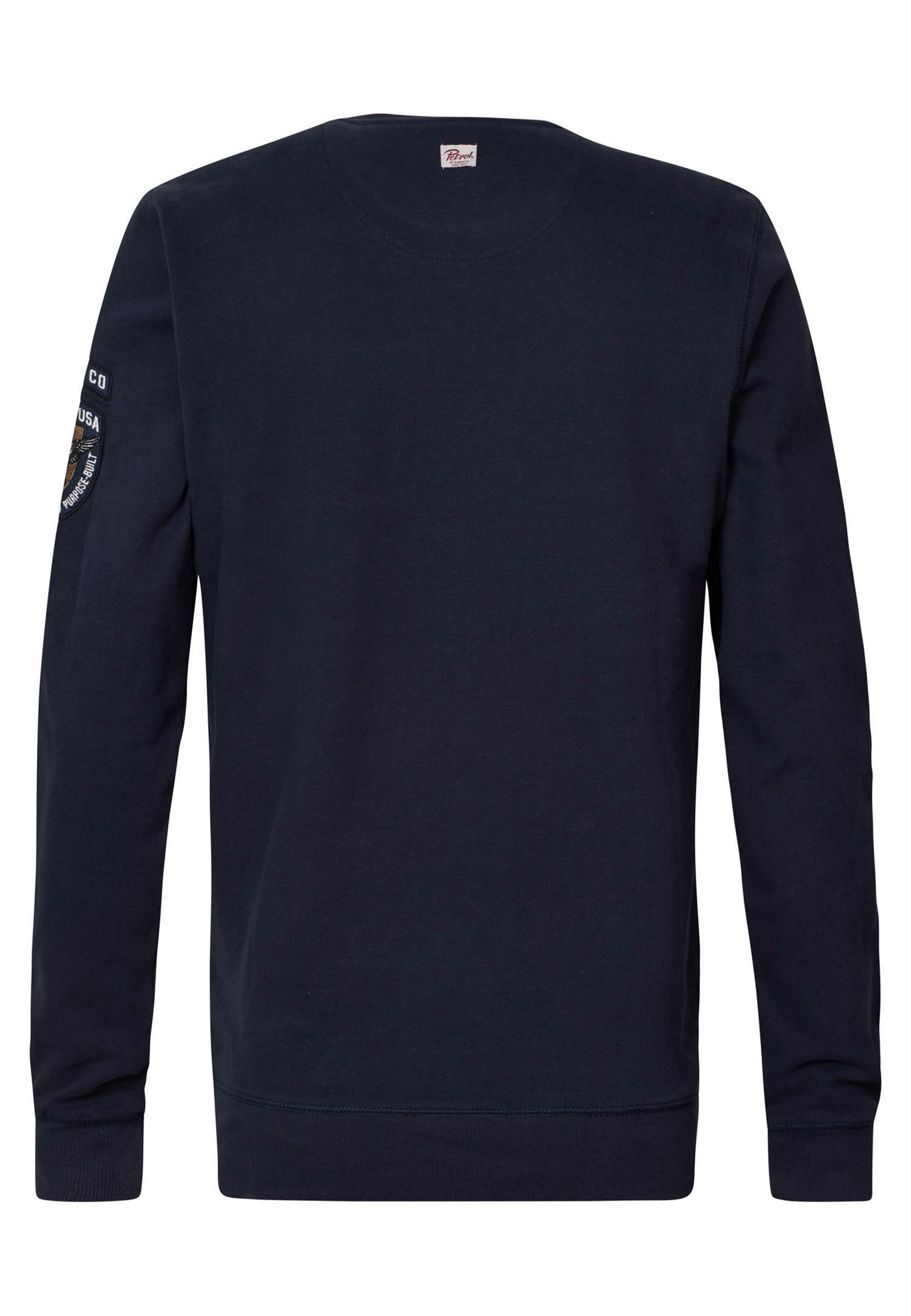 Petrol Industries Unifarbener Langarmpullover mit Rundhalsausschnitt und Logo-Print in schmaler Passform