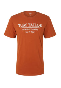 Tom Tailor Unifarbenes Kurzarm T-Shirt mit Rundhalsausschnitt und Label-Print
