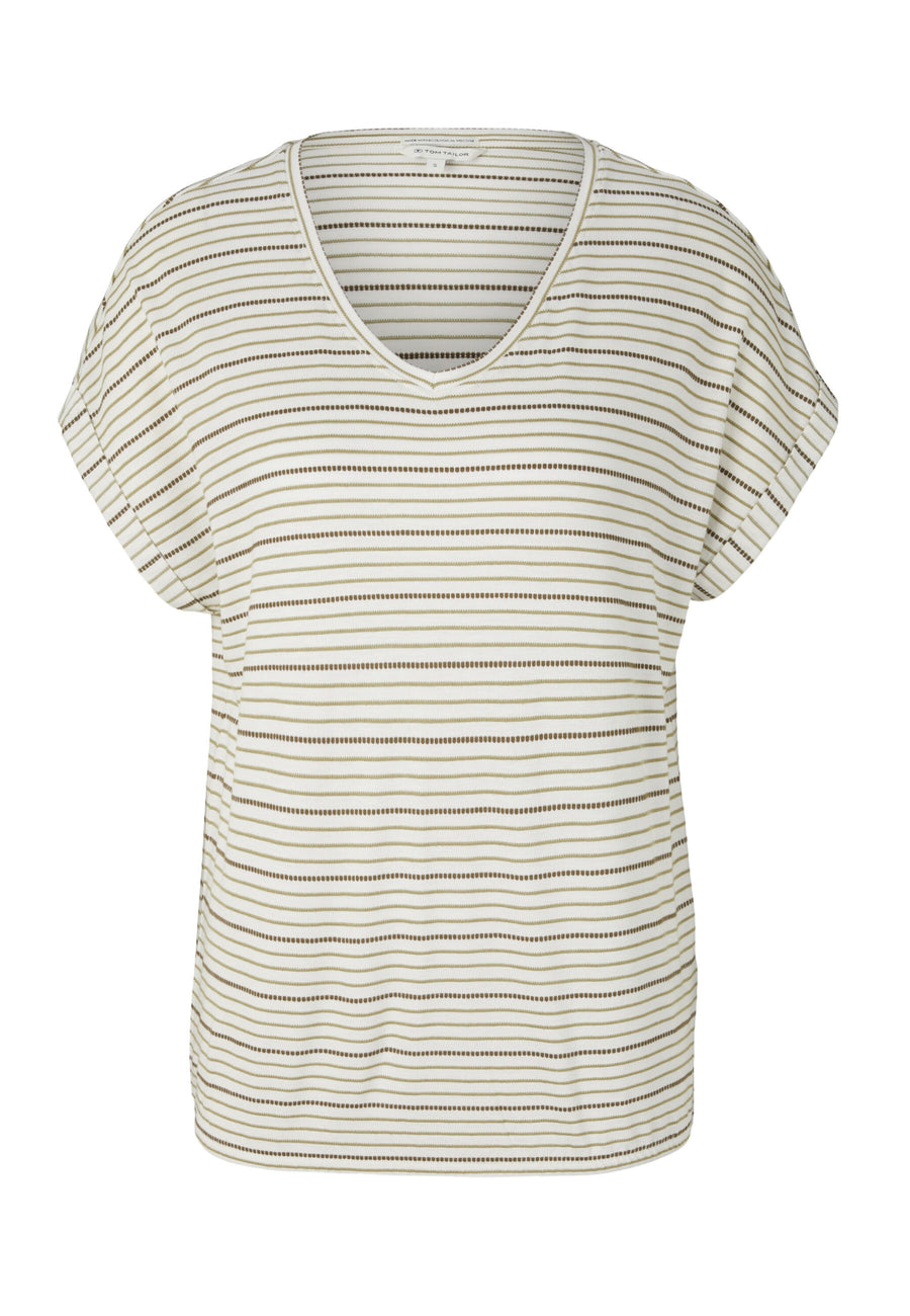 Tom Tailor Strukturiertes T-Shirt mit V-Ausschnitt