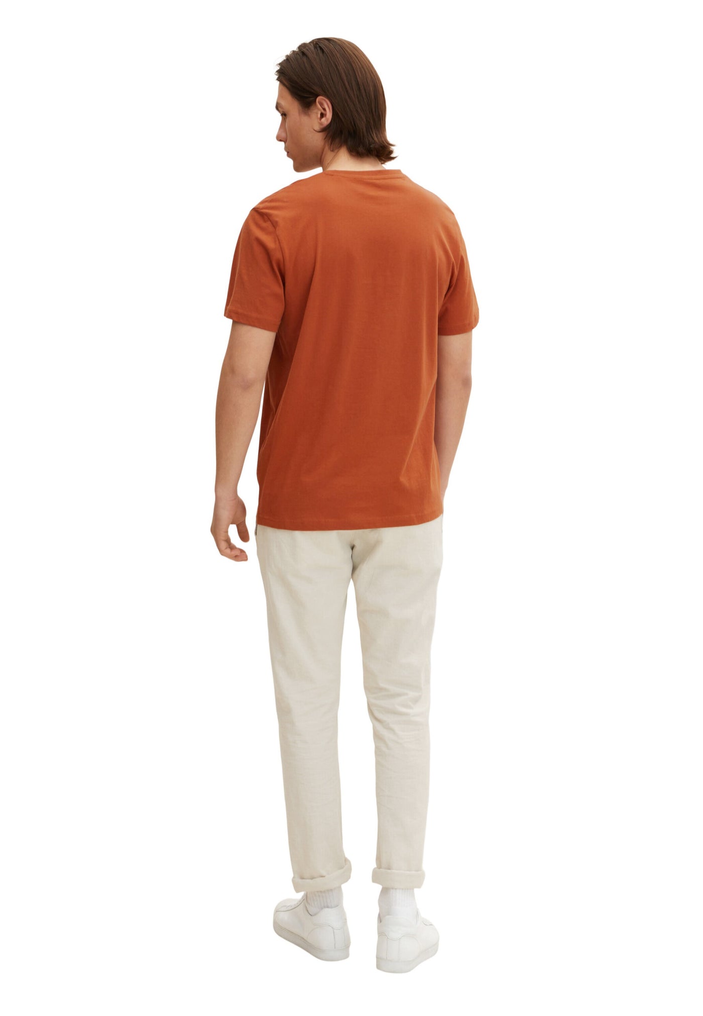 Tom Tailor Unifarbenes Kurzarm T-Shirt mit Rundhalsausschnitt und Label-Print