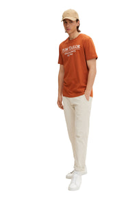 Tom Tailor Unifarbenes Kurzarm T-Shirt mit Rundhalsausschnitt und Label-Print