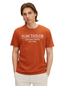 Tom Tailor Unifarbenes Kurzarm T-Shirt mit Rundhalsausschnitt und Label-Print