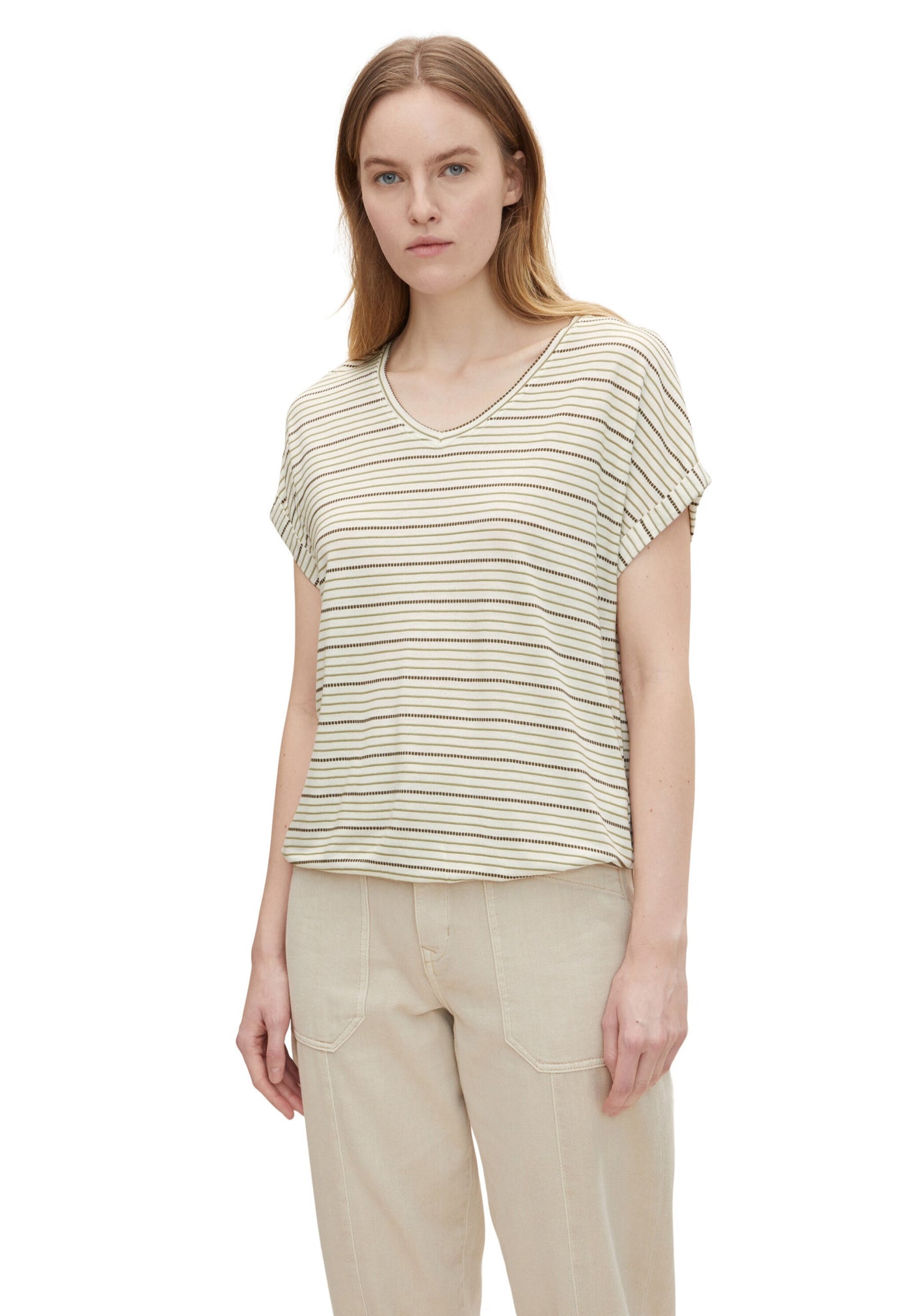 Tom Tailor Strukturiertes T-Shirt mit V-Ausschnitt