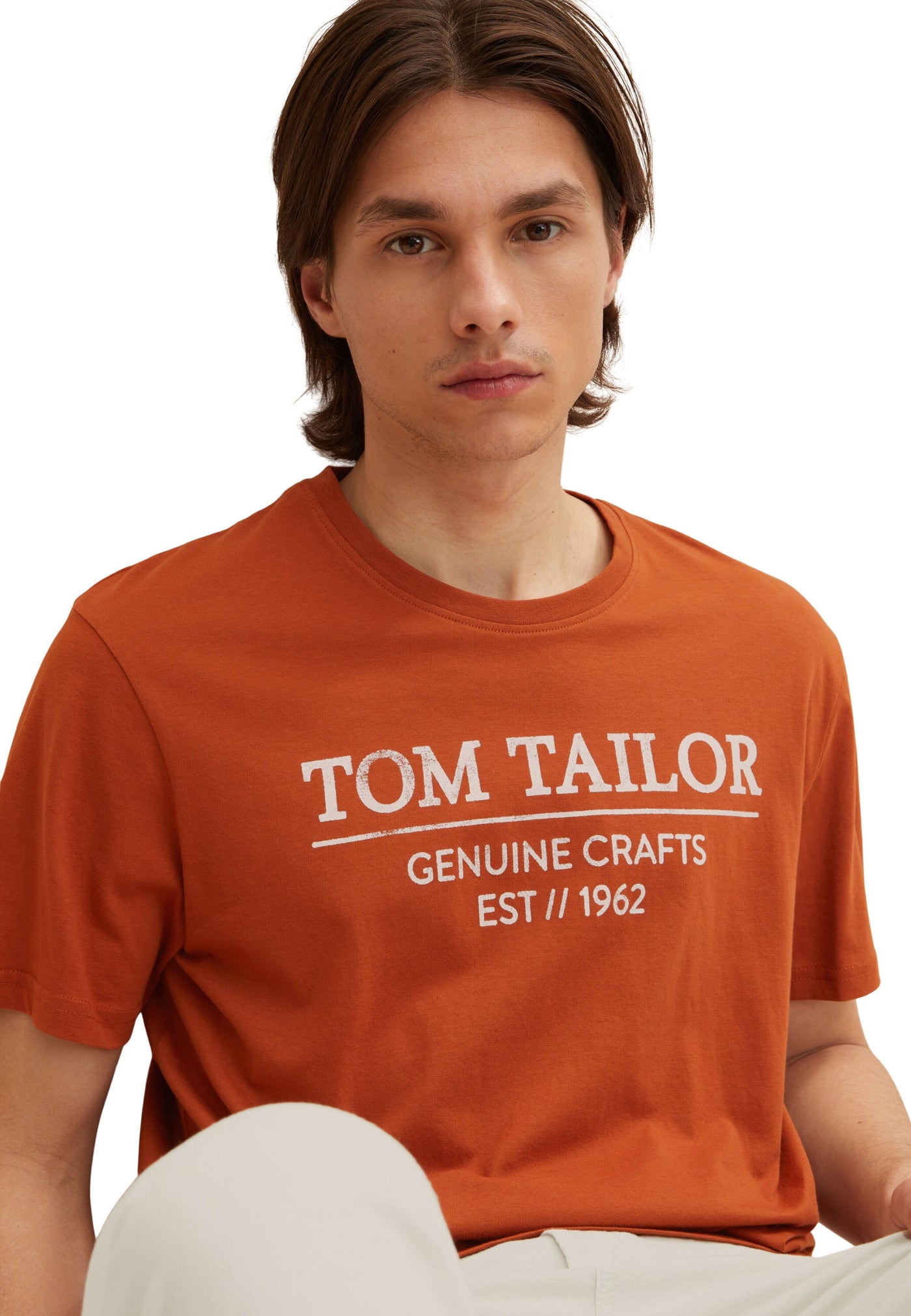 Tom Tailor Unifarbenes Kurzarm T-Shirt mit Rundhalsausschnitt und Label-Print