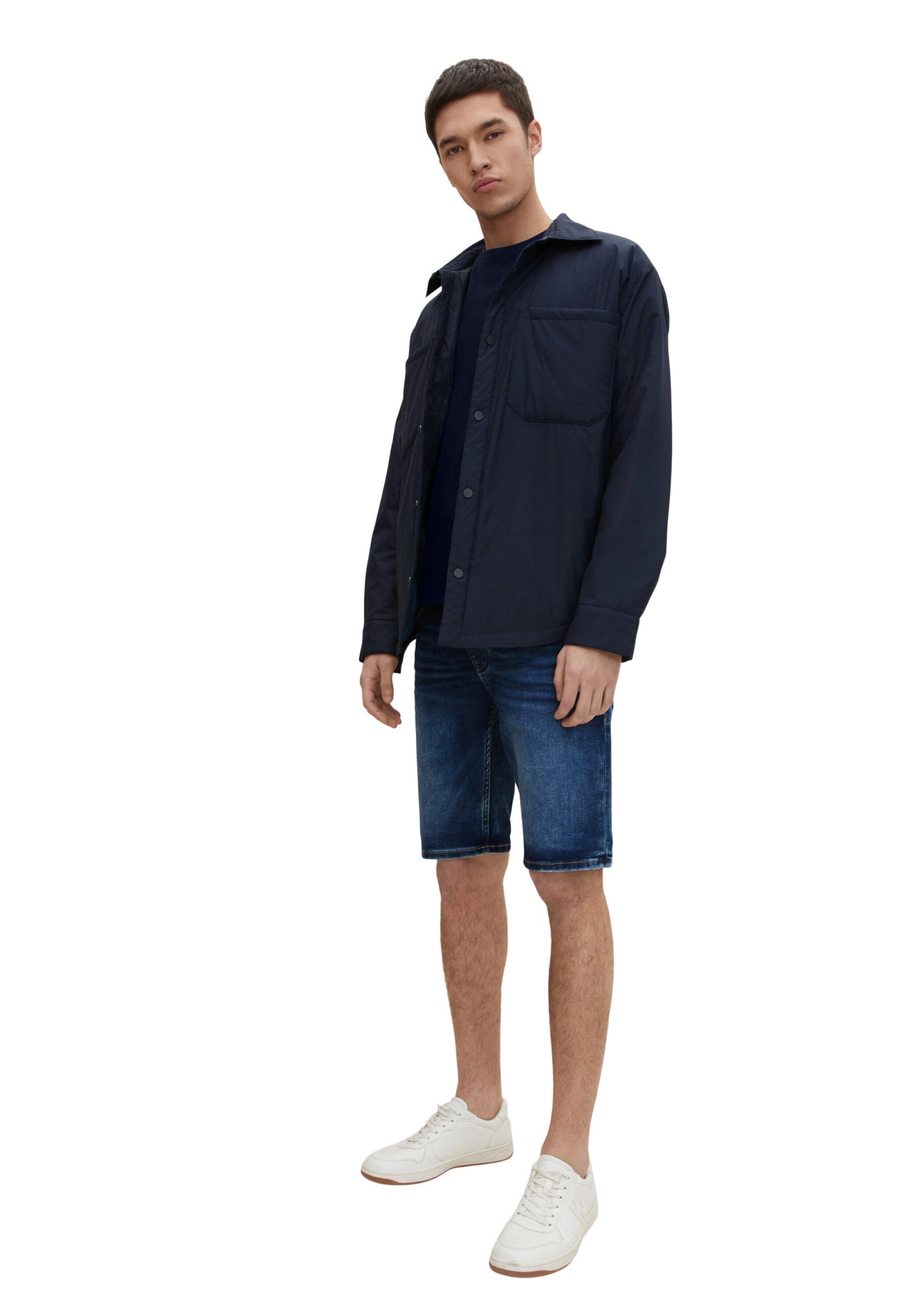Tom Tailor Jeansshorts aus Sweat mit farblich abgesetztem Kordelzug